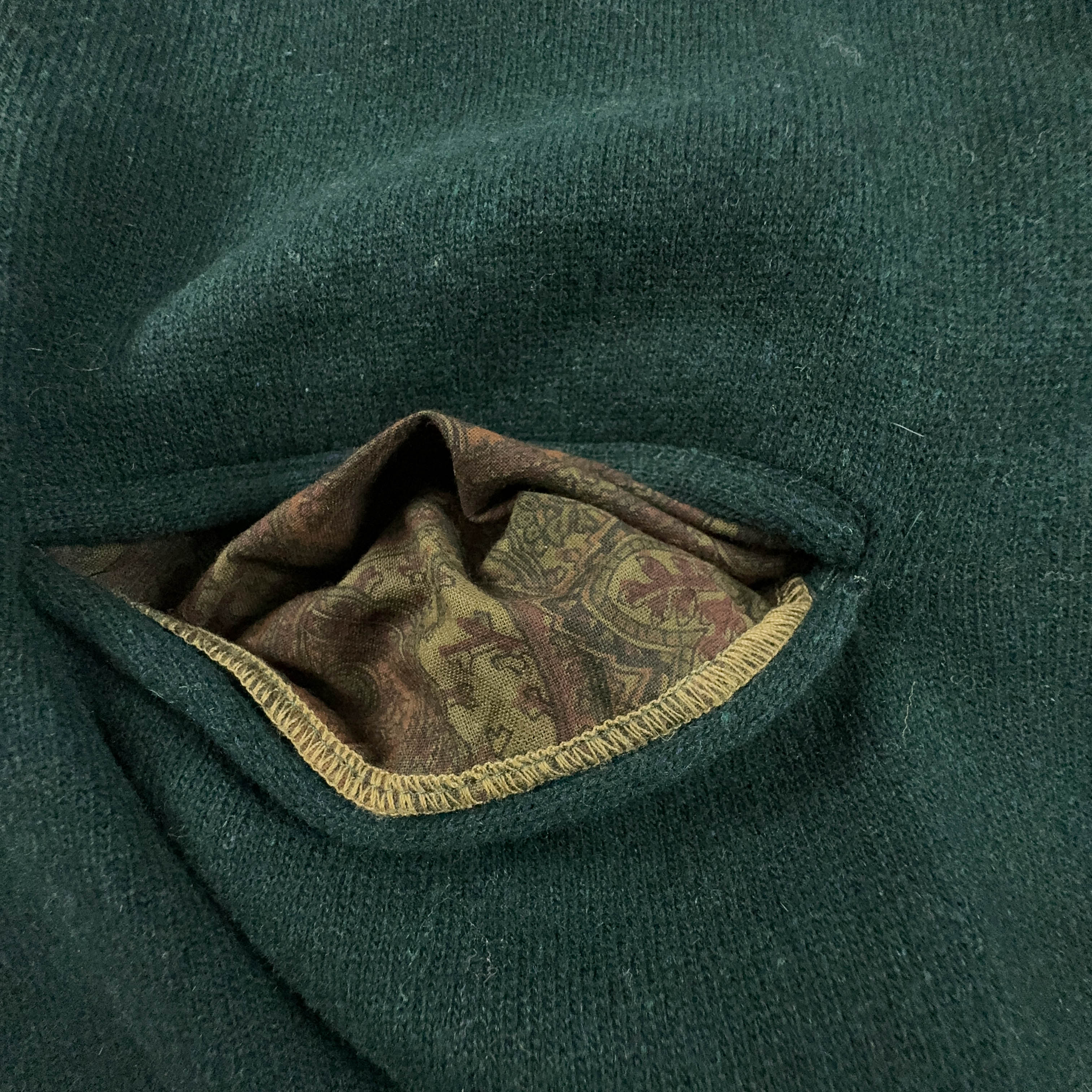 Green Vintage Cardigan 60% Wool Made in Italy with Buttons and Embroidery - Size XL/XXL Men