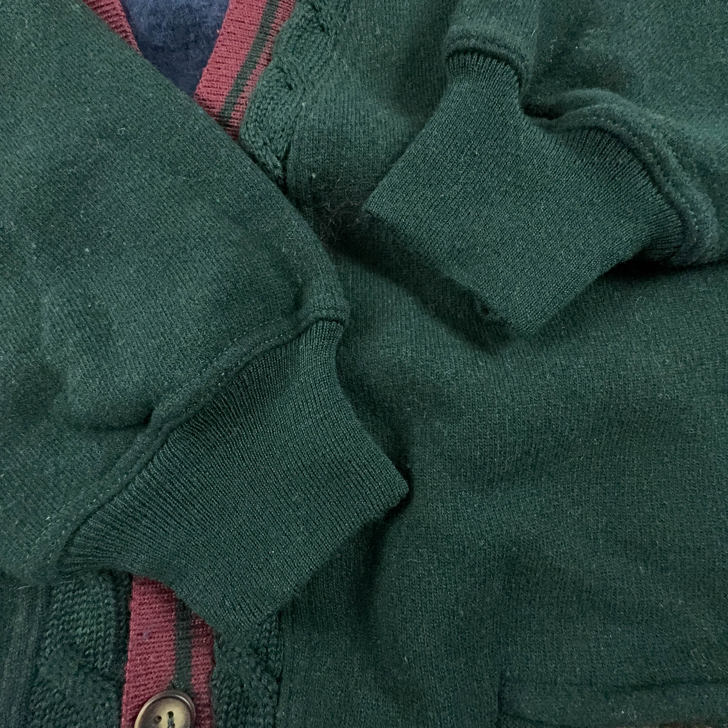 Green Vintage Cardigan 60% Wool Made in Italy with Buttons and Embroidery - Size XL/XXL Men