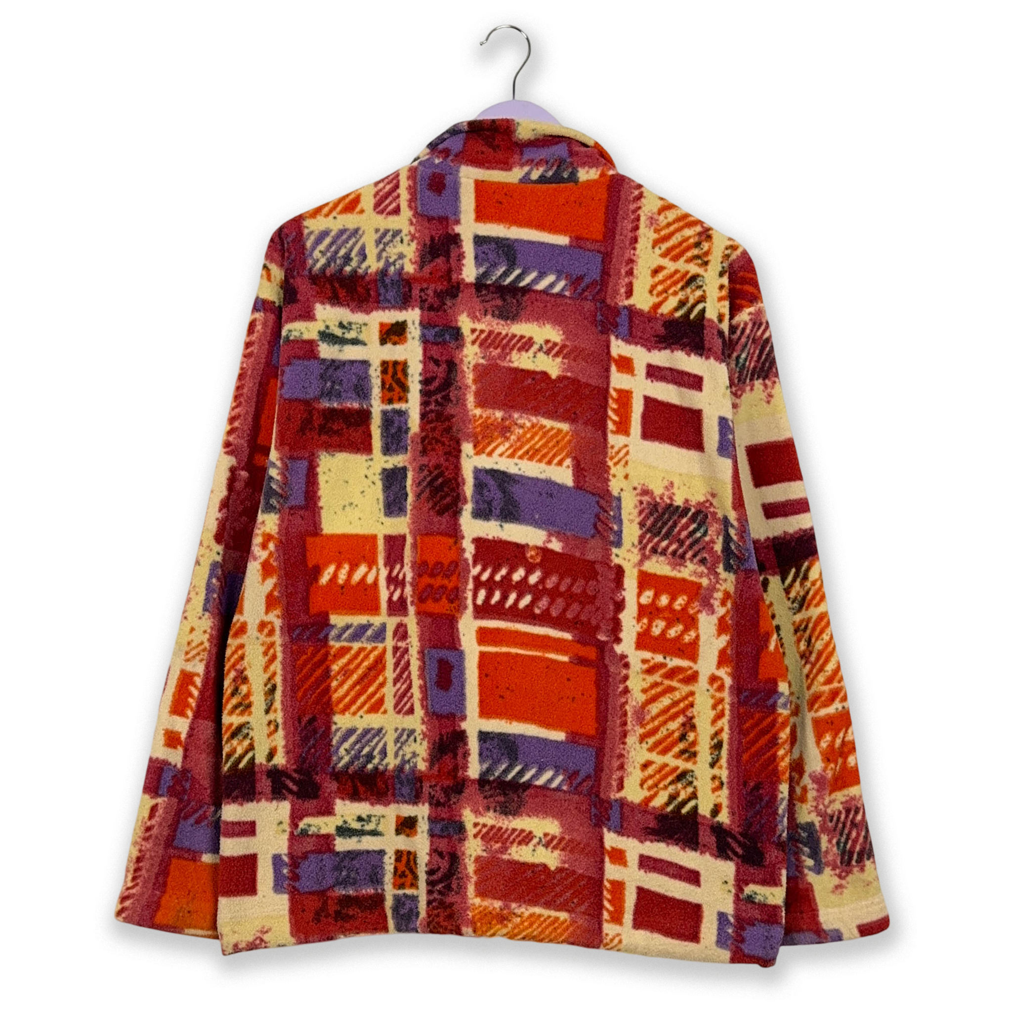 Vintage Orange Pattern Full Zip Fleece - Men's Size L