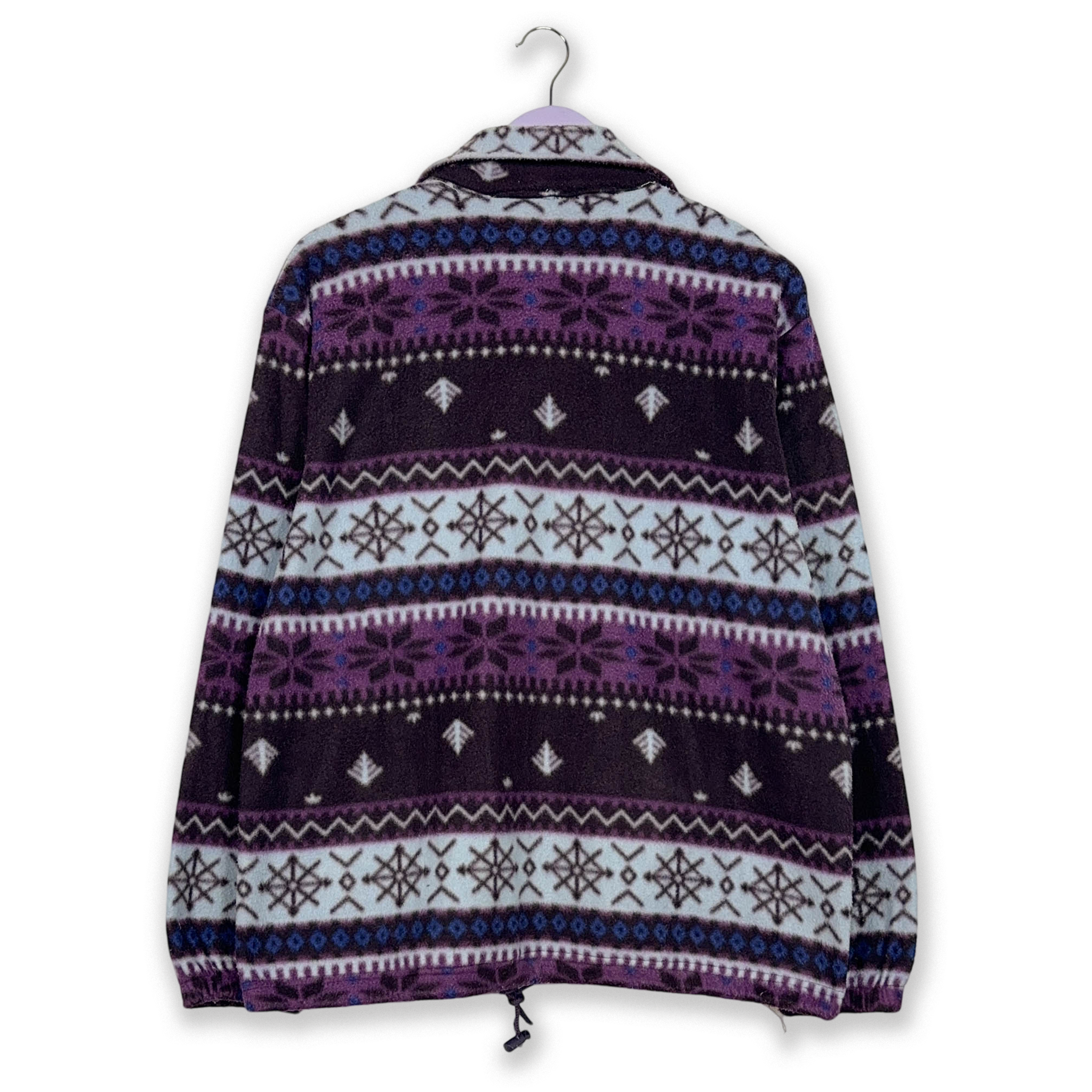 Vintage Purple and Blue Patterned Full Zip Fleece - Men's Size M/L