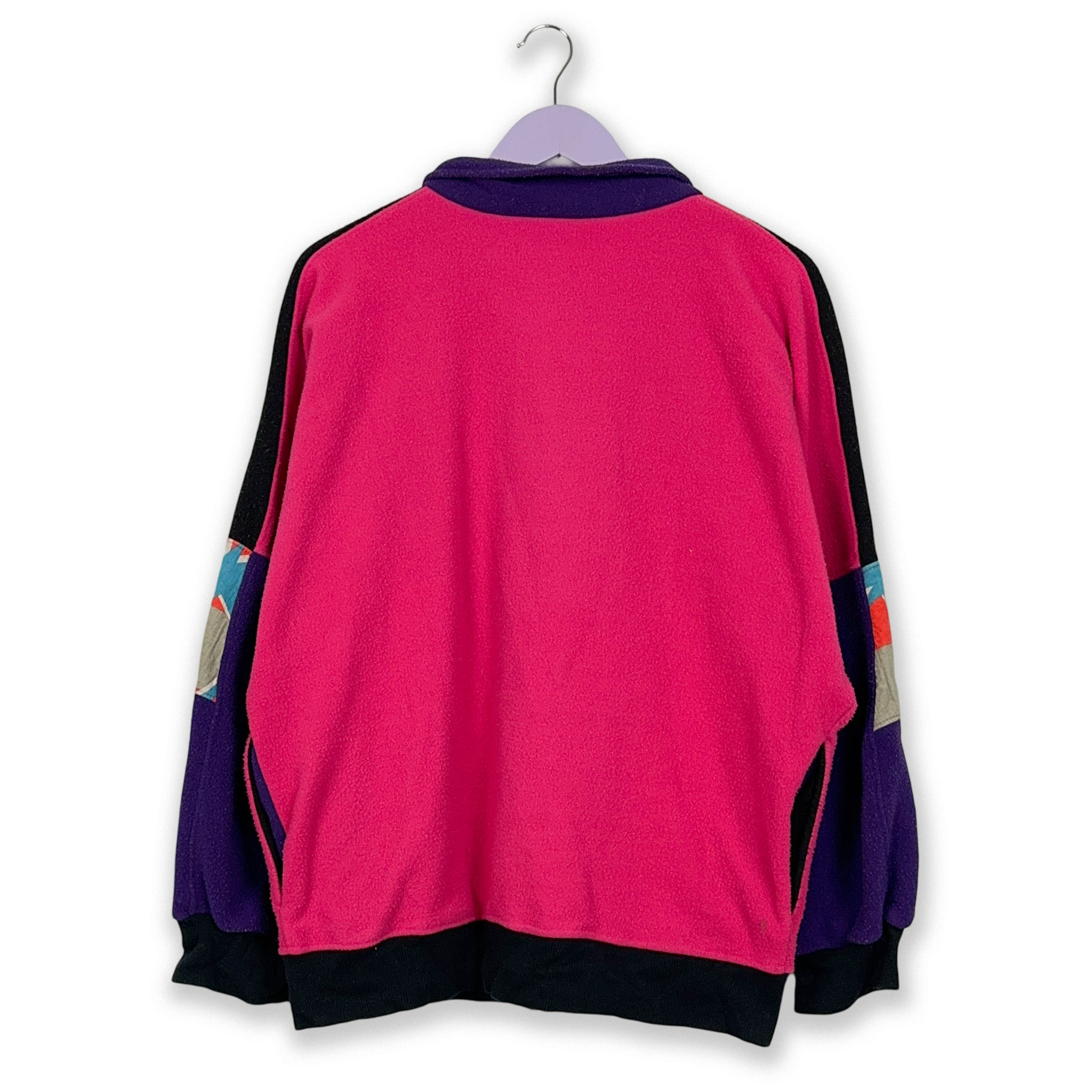 Pink and black Vintage full zip fleece with coloured details - Size M/L men