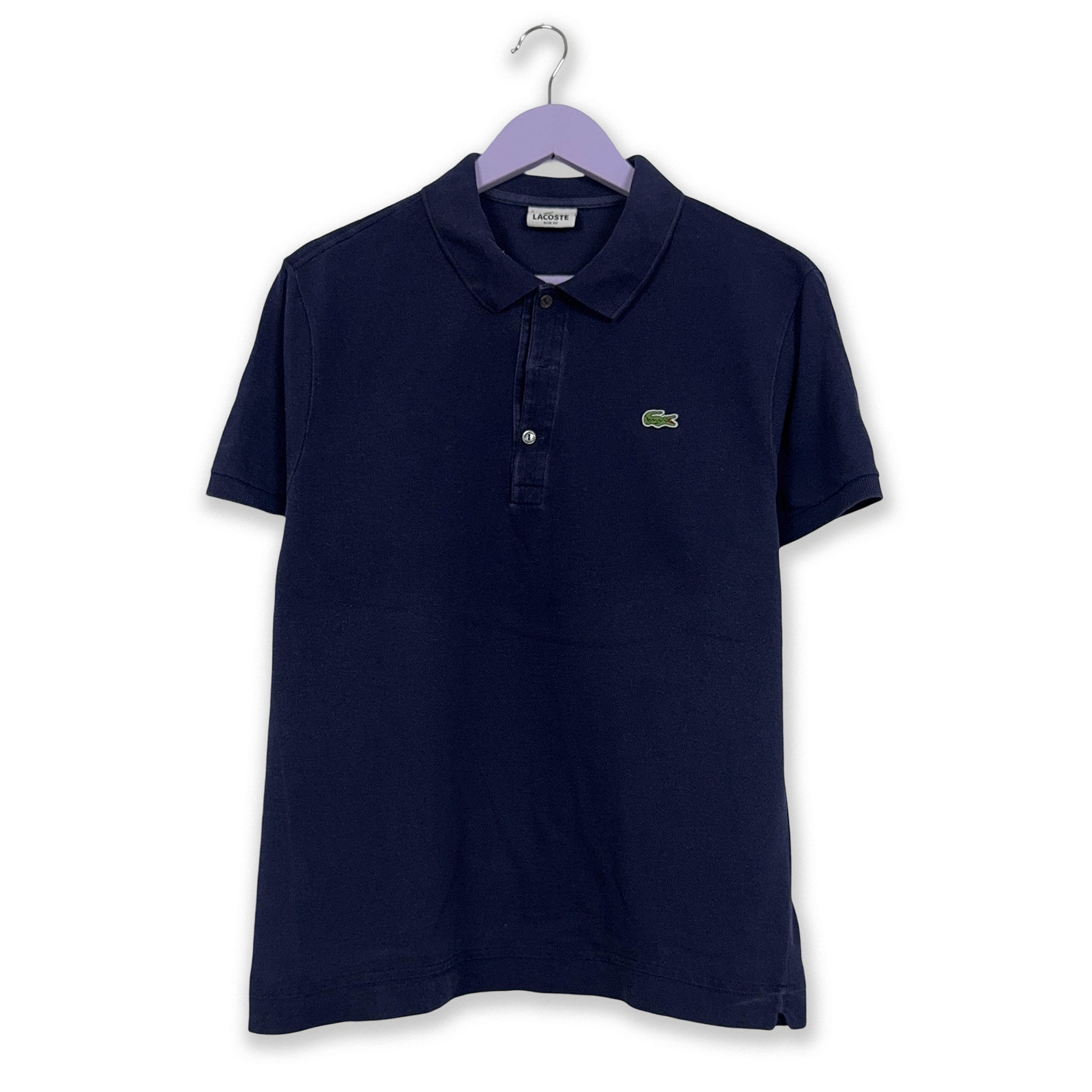 Lacoste Slim Fit Solid Color Dark Blue Polo Shirt - Men's Size 6