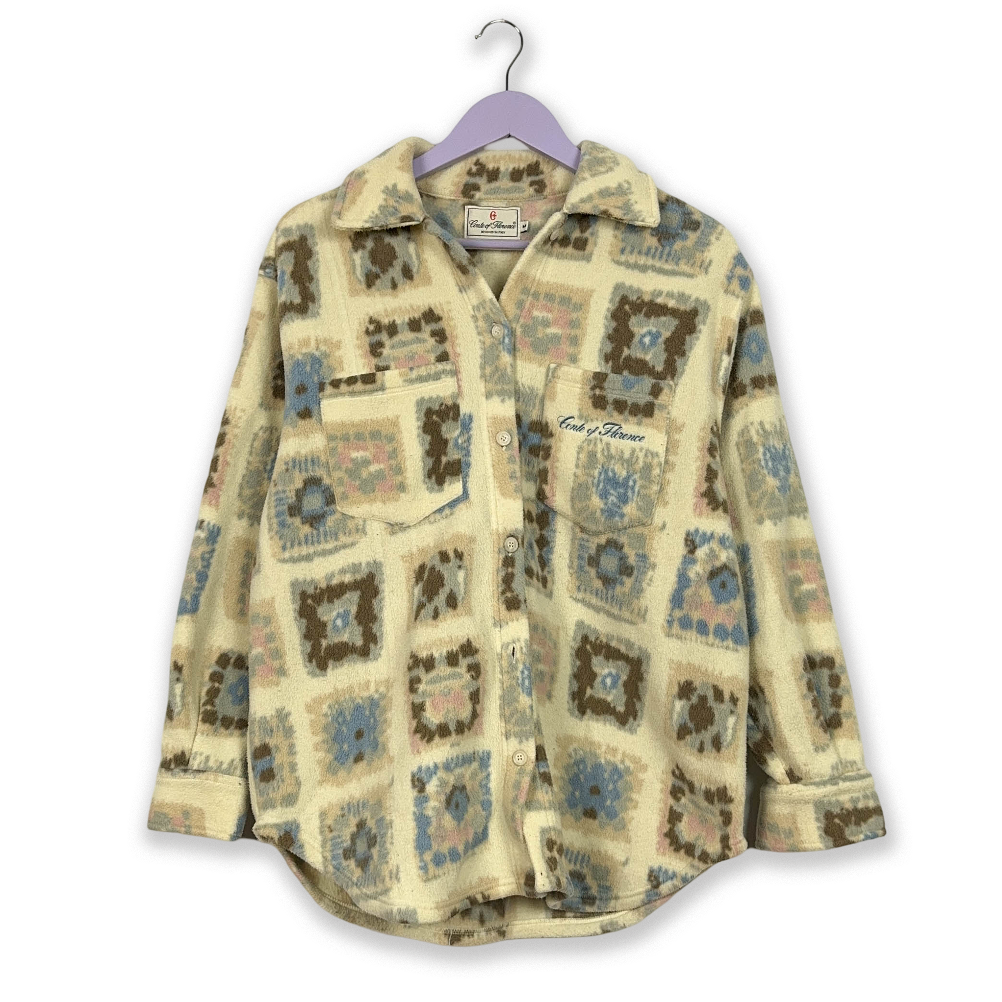 Pile Shirt Conte of Florence Vintage Cream Patterned - Size M Men