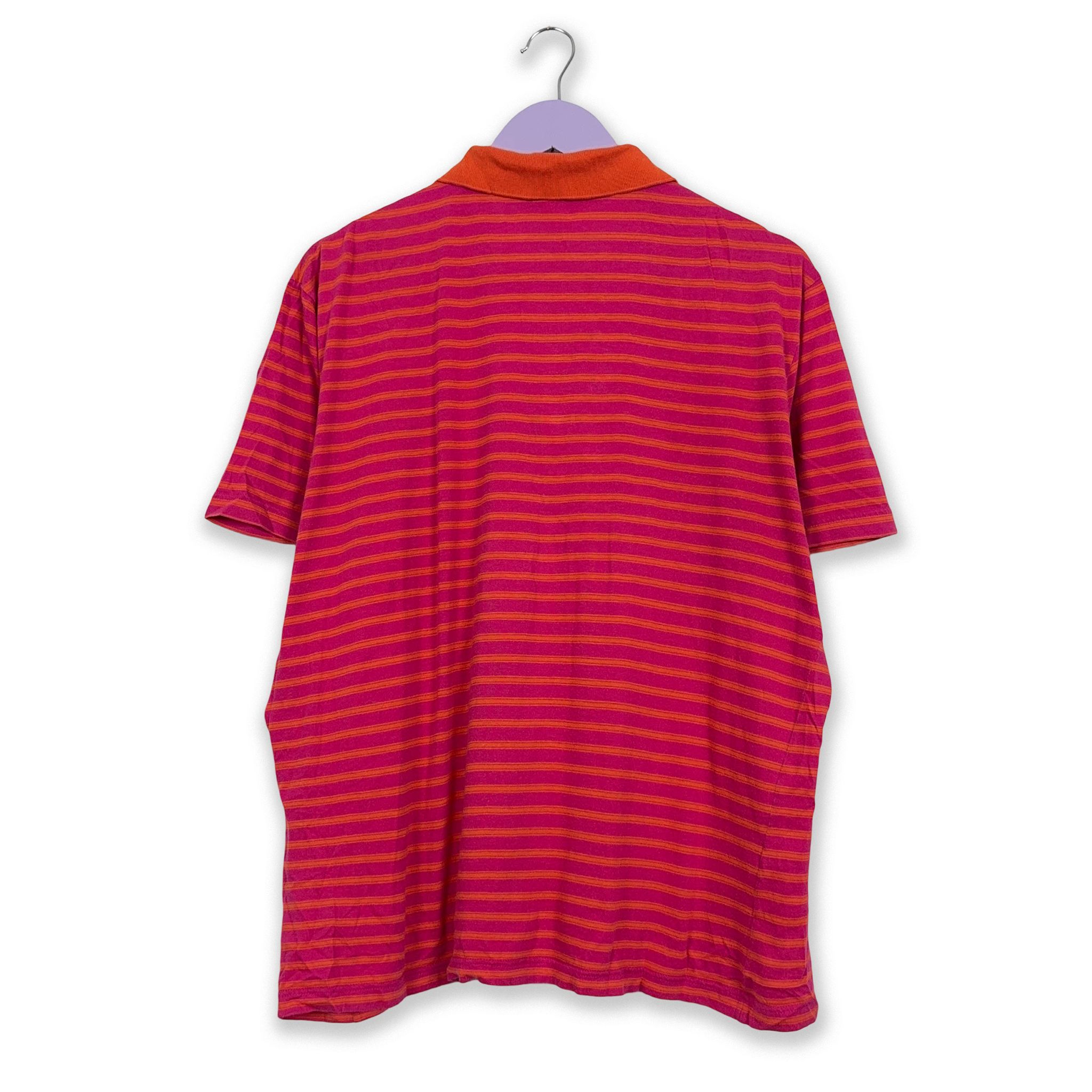 Polo Lacoste a righe rosa e arancione Taglia uomo – VintageEcoes
