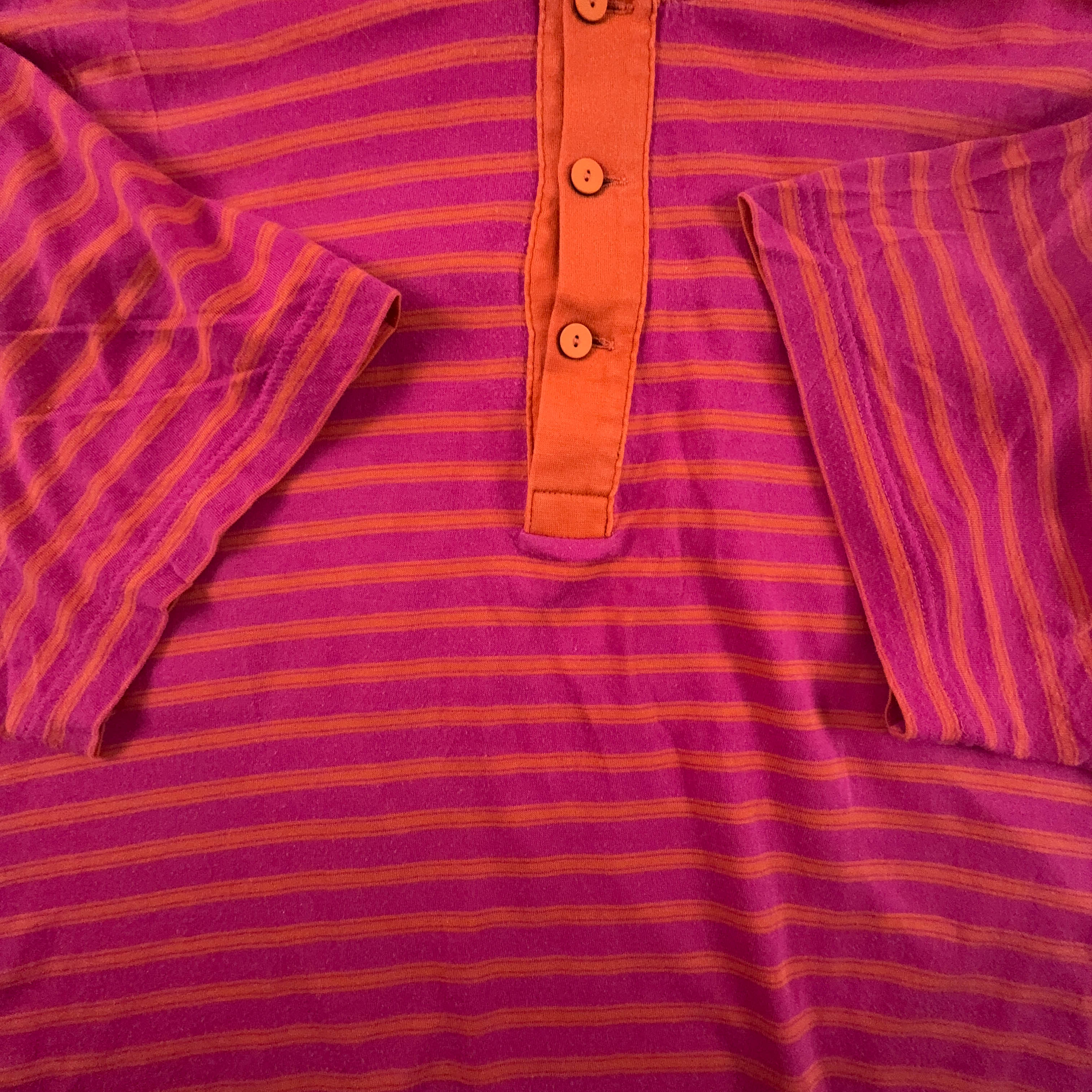 Lacoste Pink and Orange Striped Polo Shirt - Men's Size 6