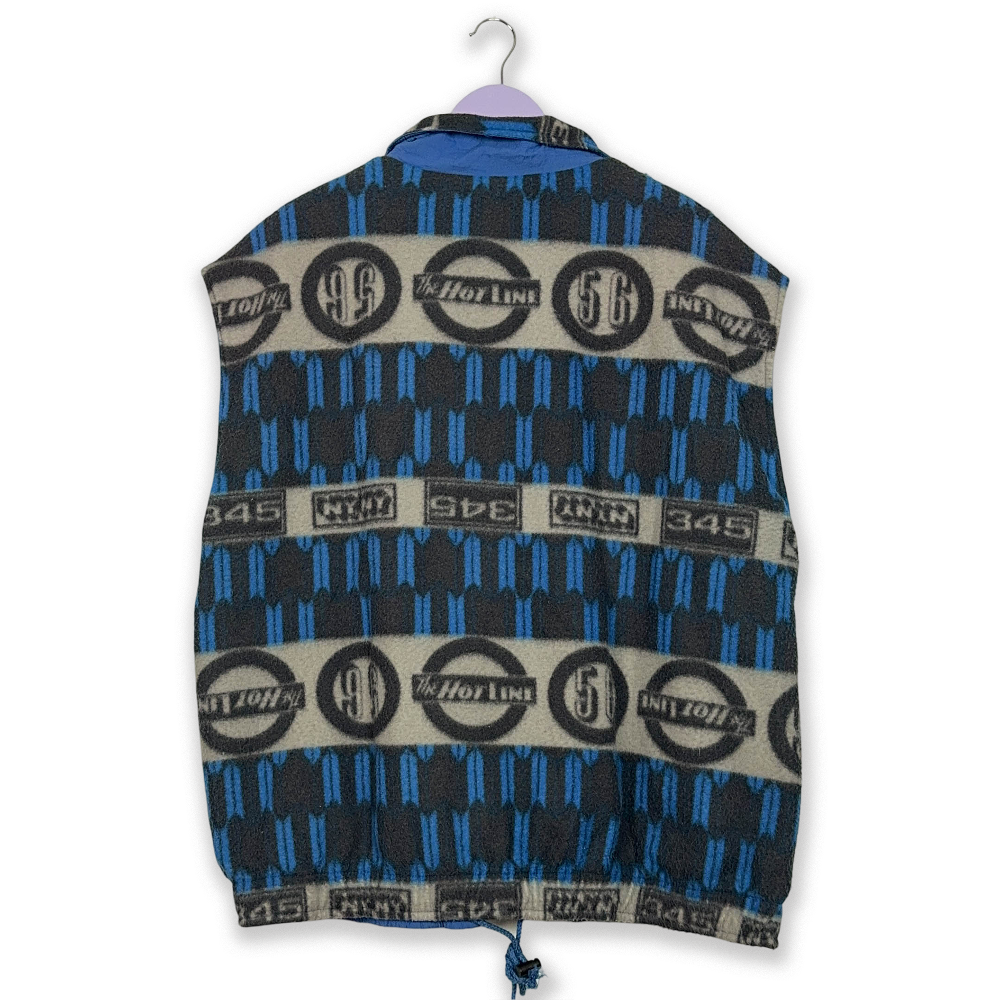 Vintage Hot Line Sleeveless Double Face Blue and Grey Full Zip Fleece - Size XL Men