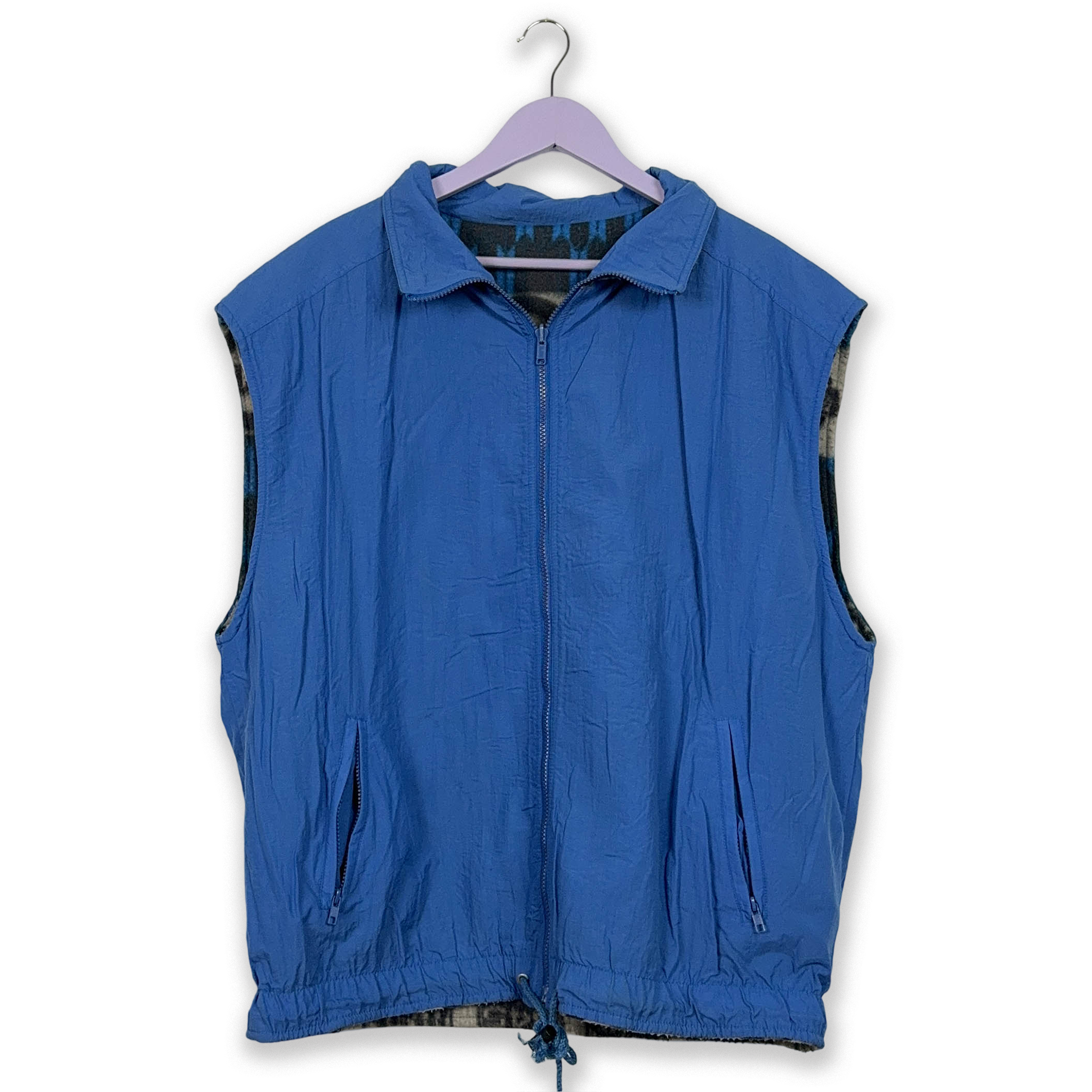 Vintage Hot Line Sleeveless Double Face Blue and Grey Full Zip Fleece - Size XL Men