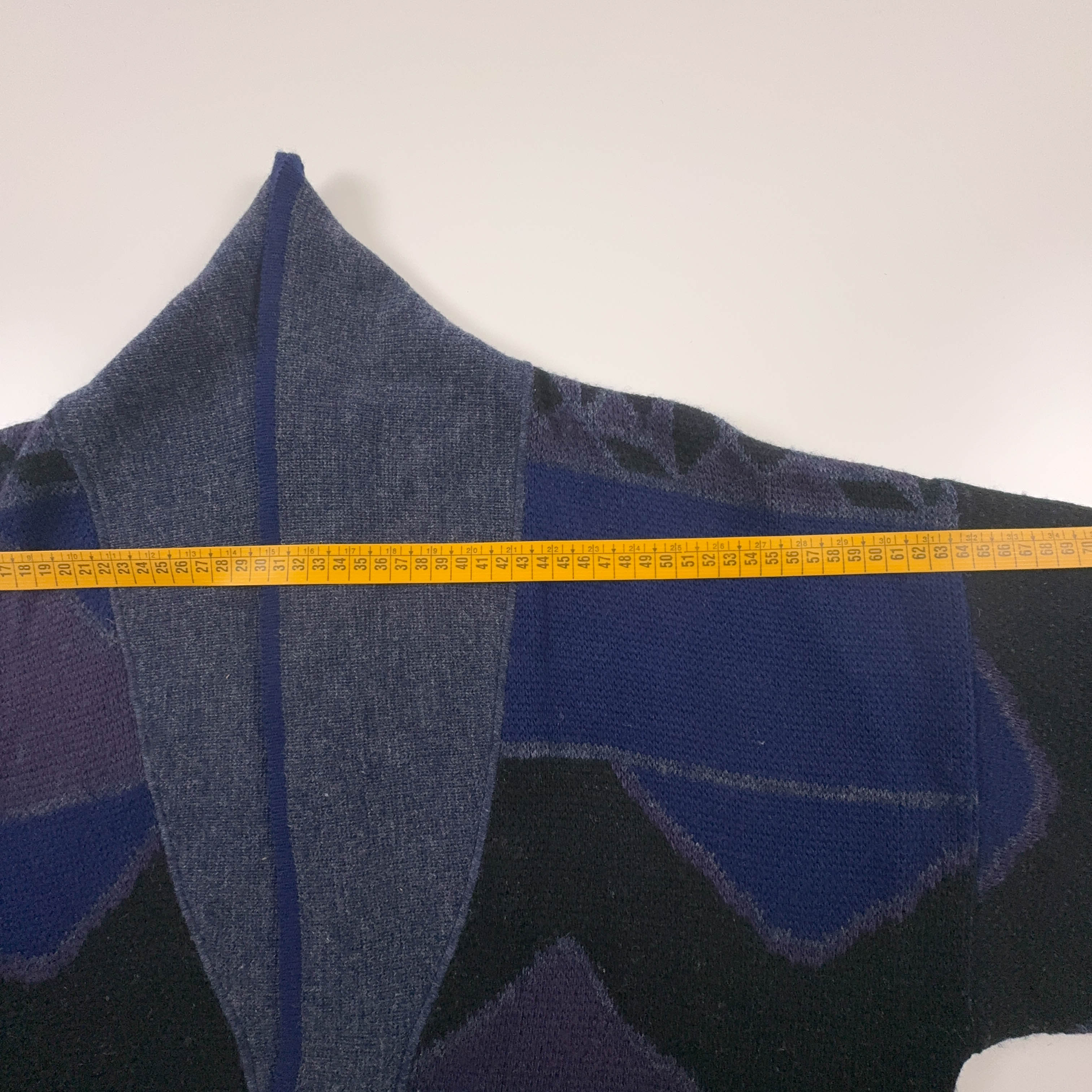 Cardigan Vintage blu geometrico astratto anni 80 90 - Taglia 48 uomo