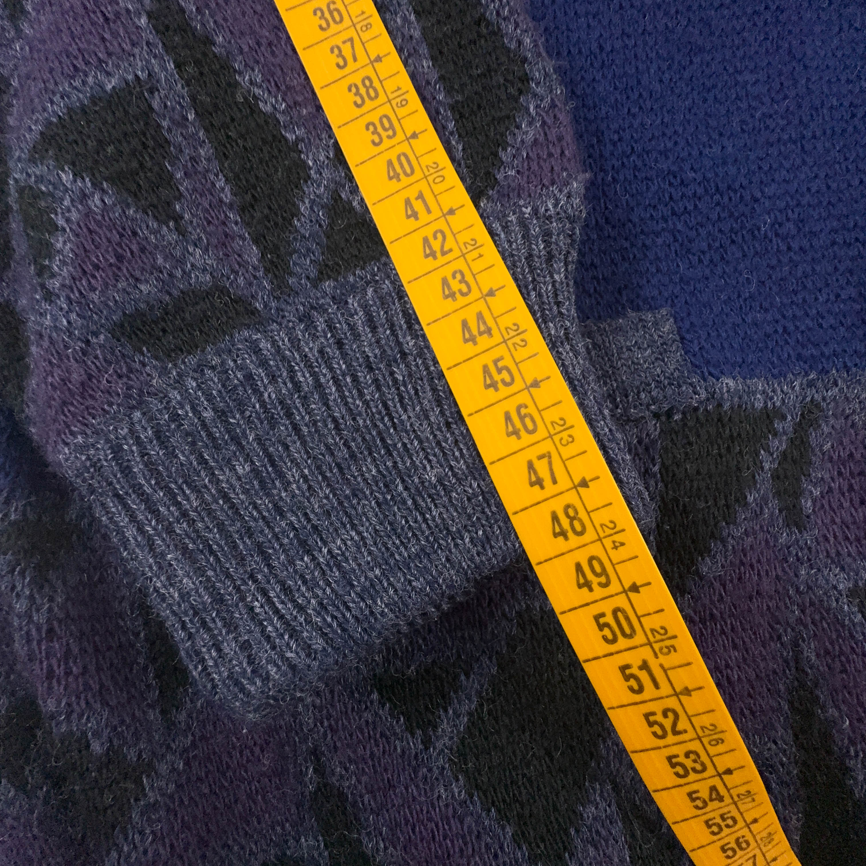 Cardigan Vintage blu geometrico astratto anni 80 90 - Taglia 48 uomo