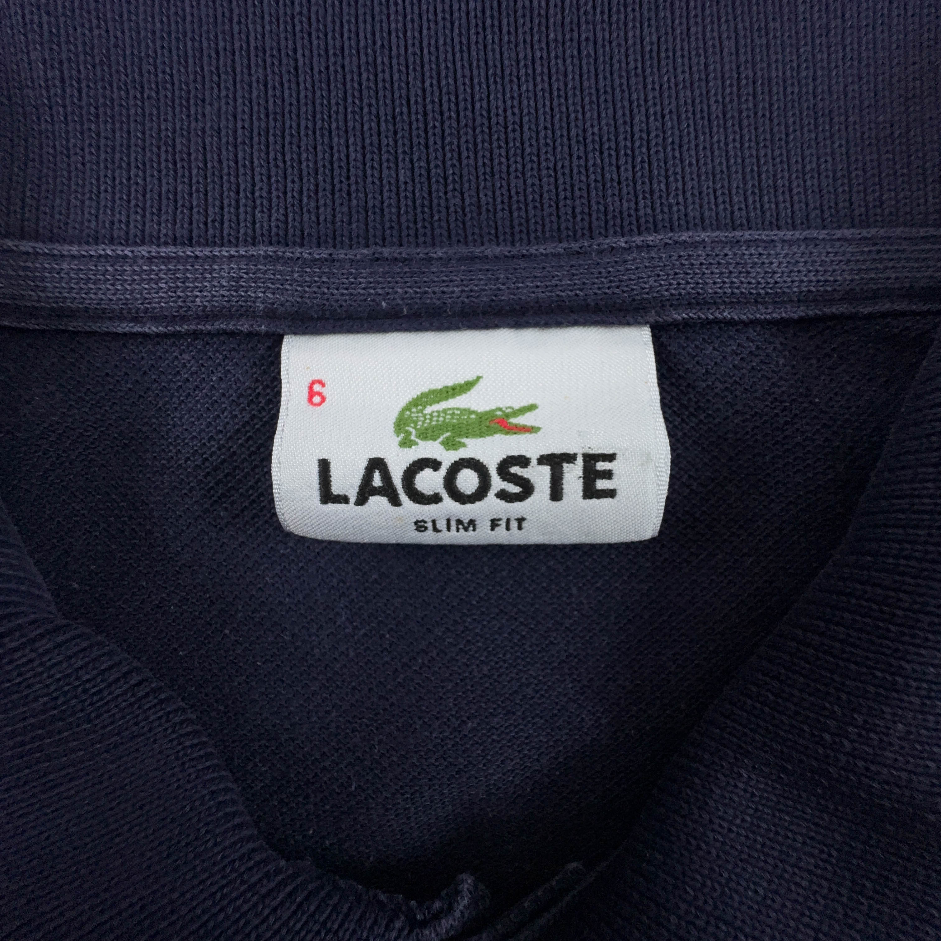 Lacoste Slim Fit Solid Color Dark Blue Polo Shirt - Men's Size 6