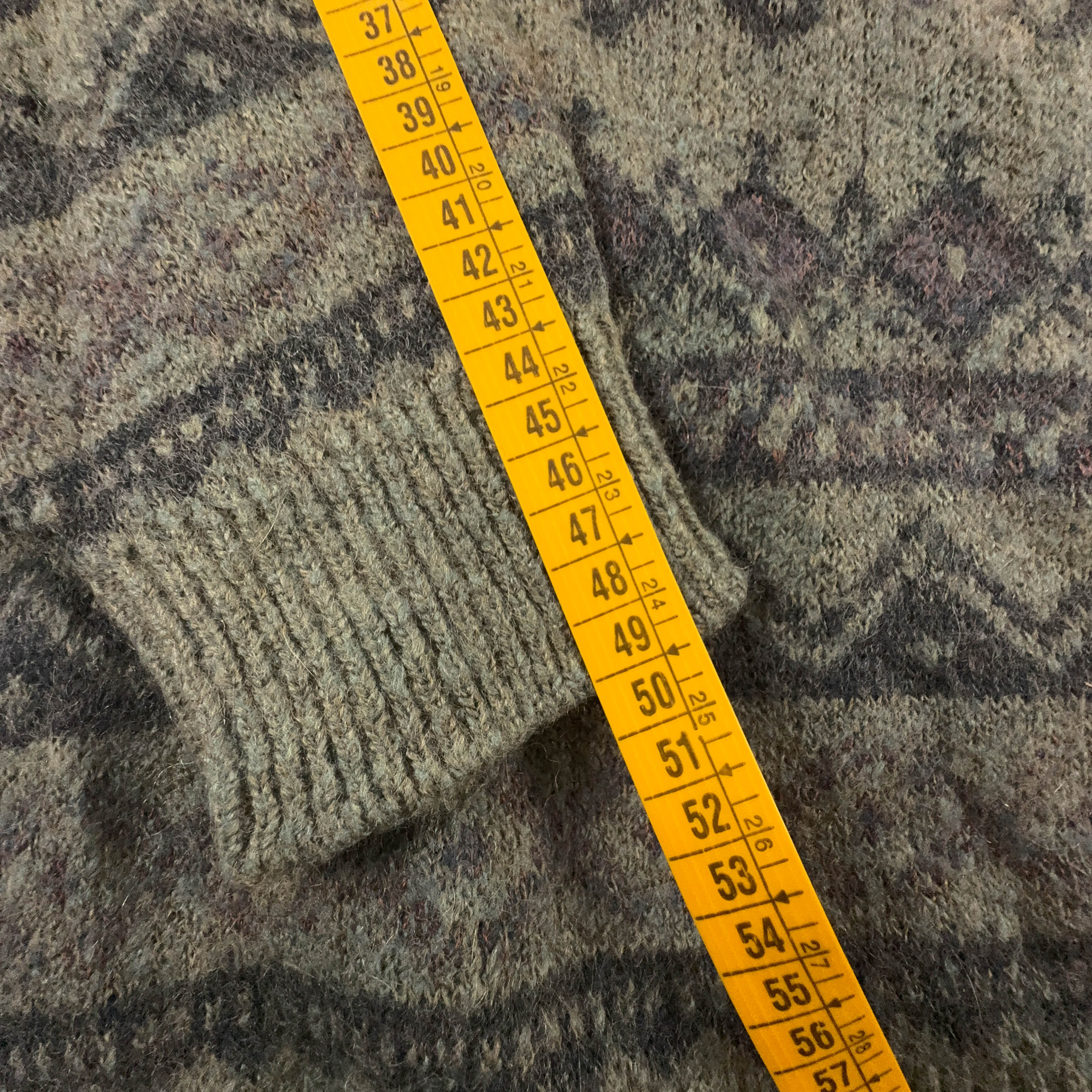 Maglione Vintage verde astratto girocollo 50% lana mohair anni 80 90 - Taglia M uomo