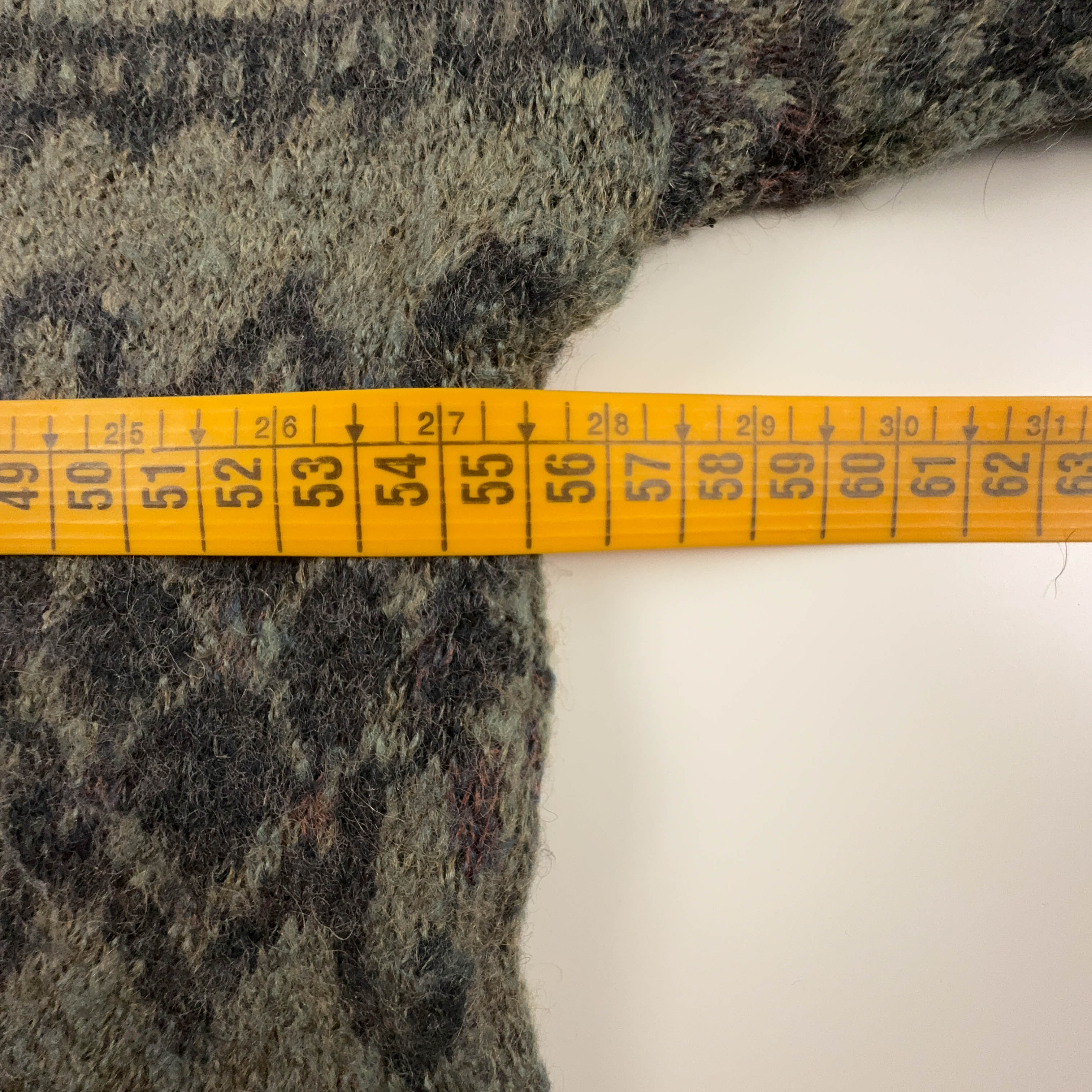 Maglione Vintage verde astratto girocollo 50% lana mohair anni 80 90 - Taglia M uomo