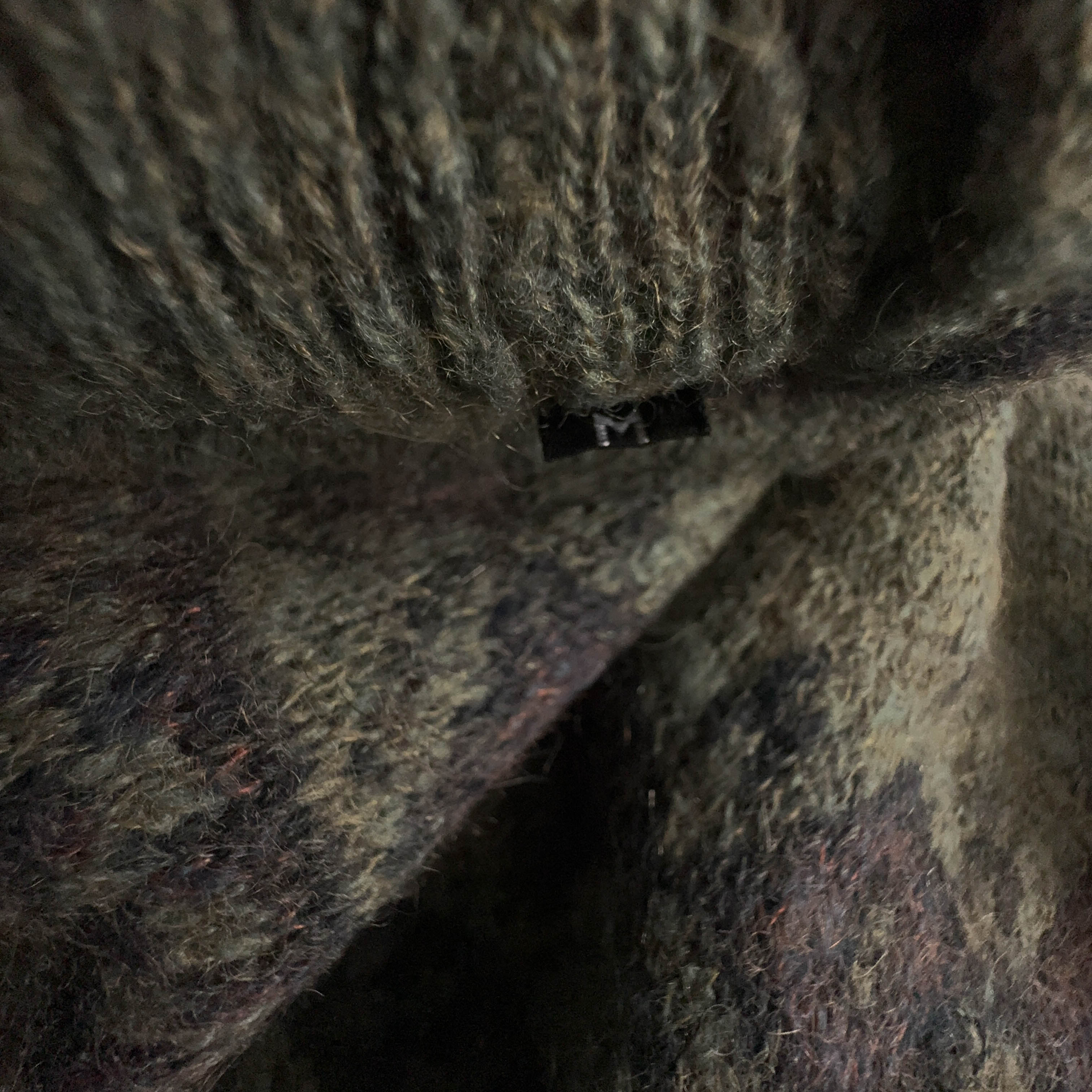 Maglione Vintage verde astratto girocollo 50% lana mohair anni 80 90 - Taglia M uomo