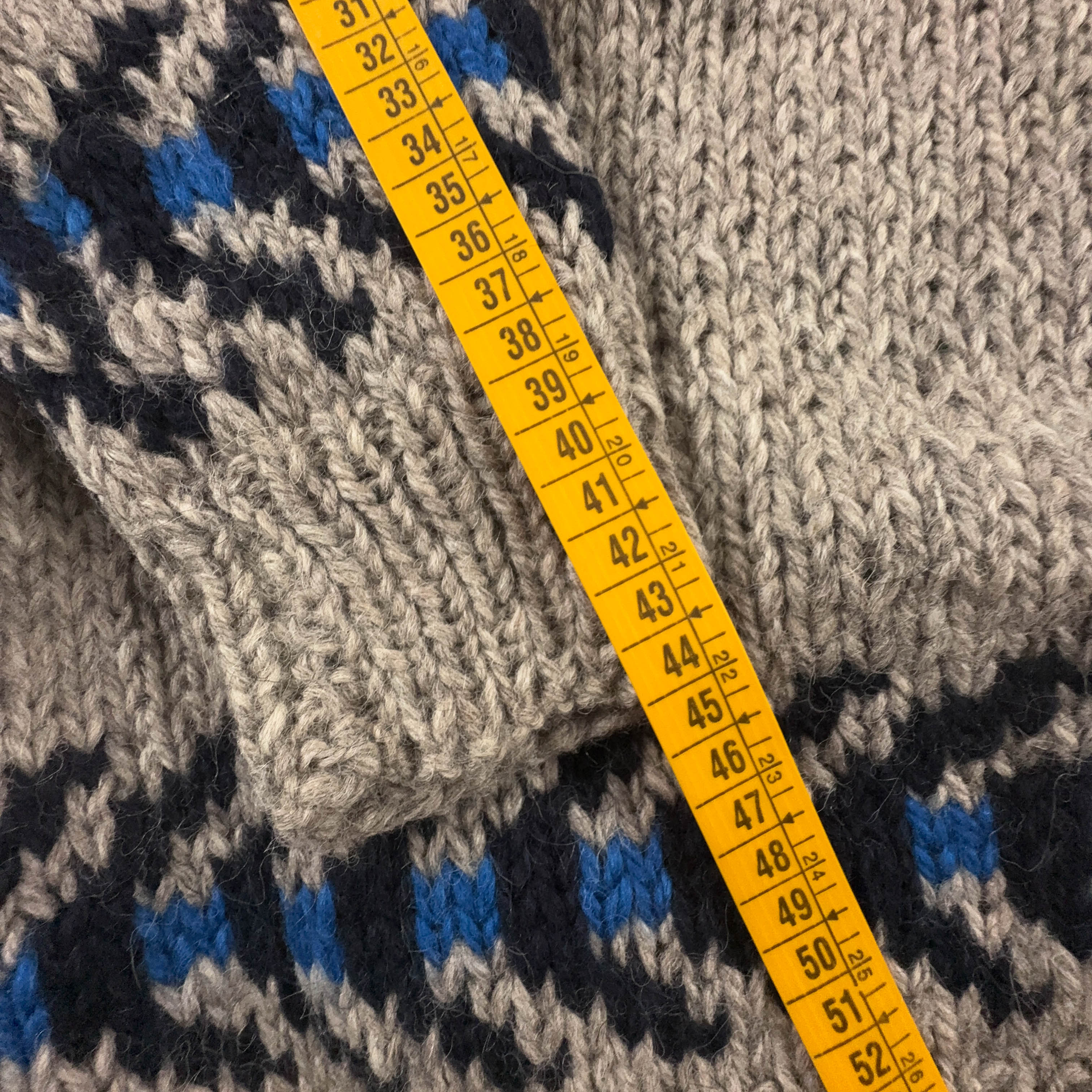 Maglione Vintage Baloglou Handmande grigio e blu 100% lana anni 80 90 - Taglia XS uomo