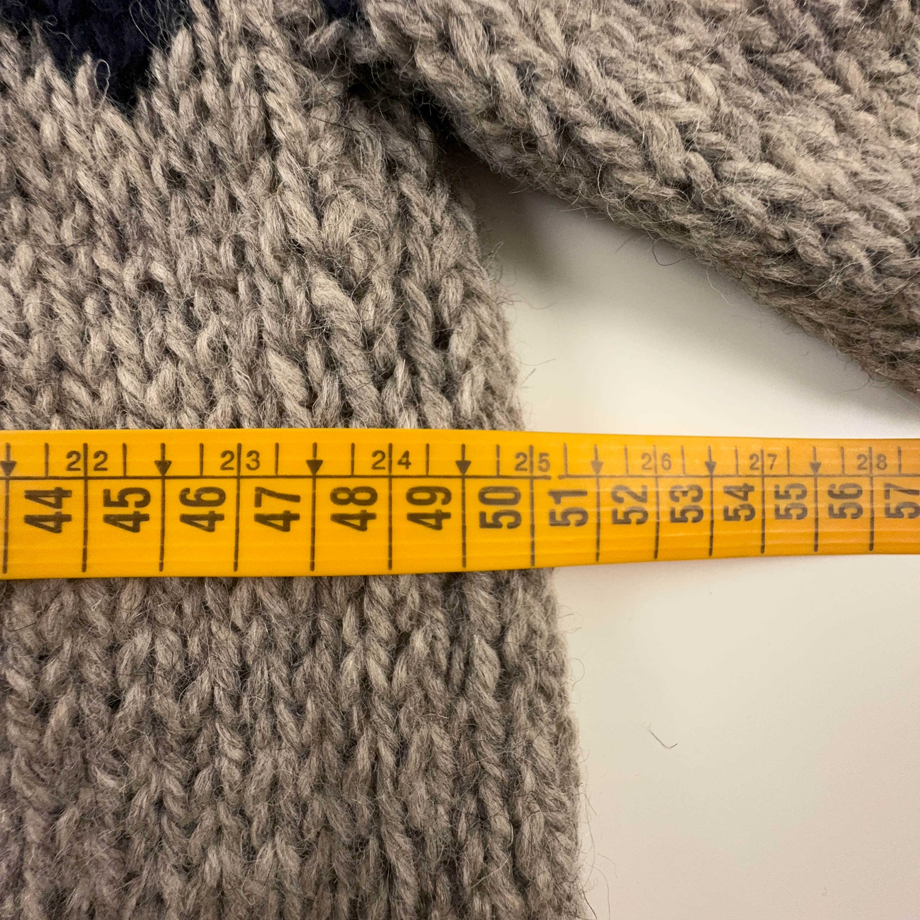 Maglione Vintage Baloglou Handmande grigio e blu 100% lana anni 80 90 - Taglia XS uomo