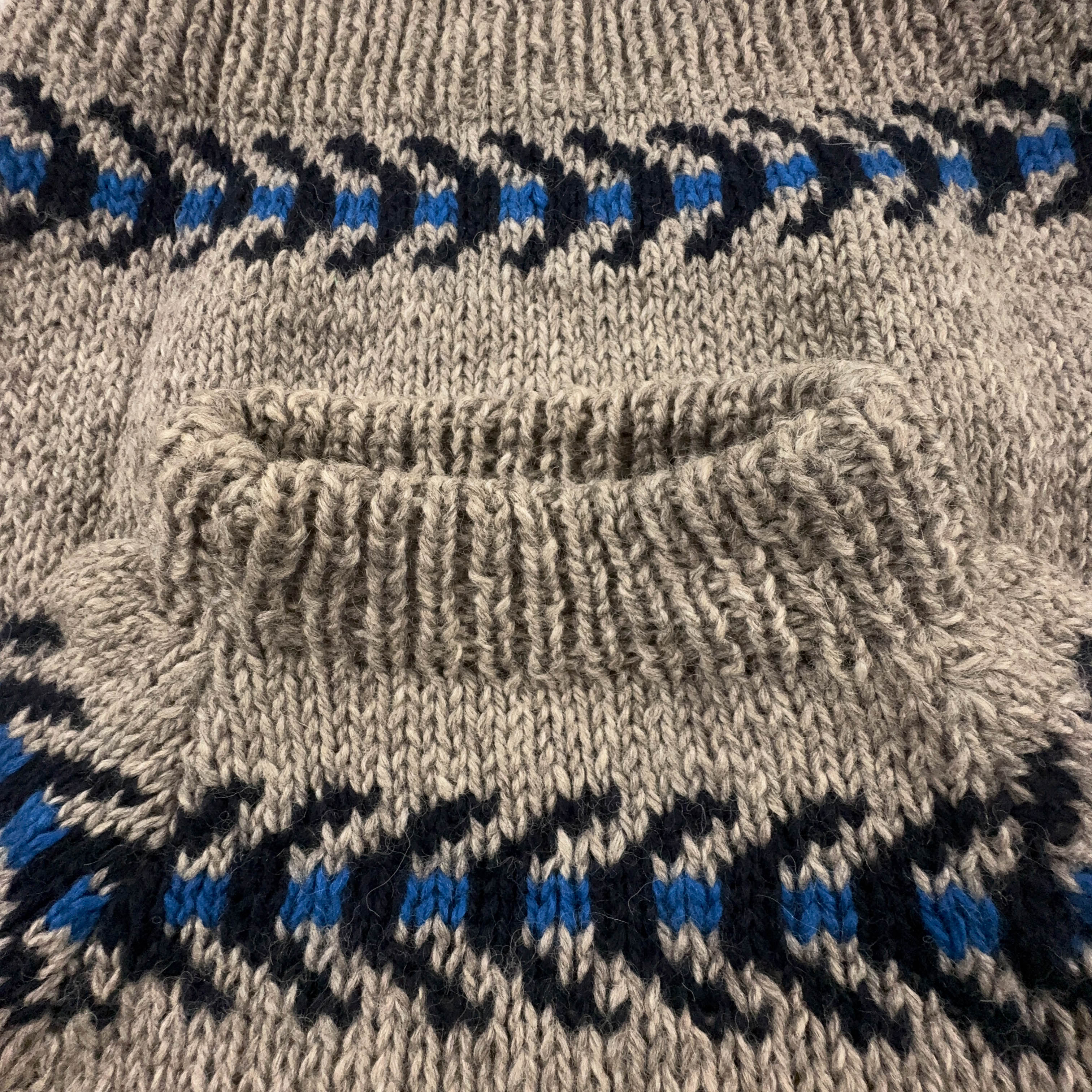 Maglione Vintage Baloglou Handmande grigio e blu 100% lana anni 80 90 - Taglia XS uomo