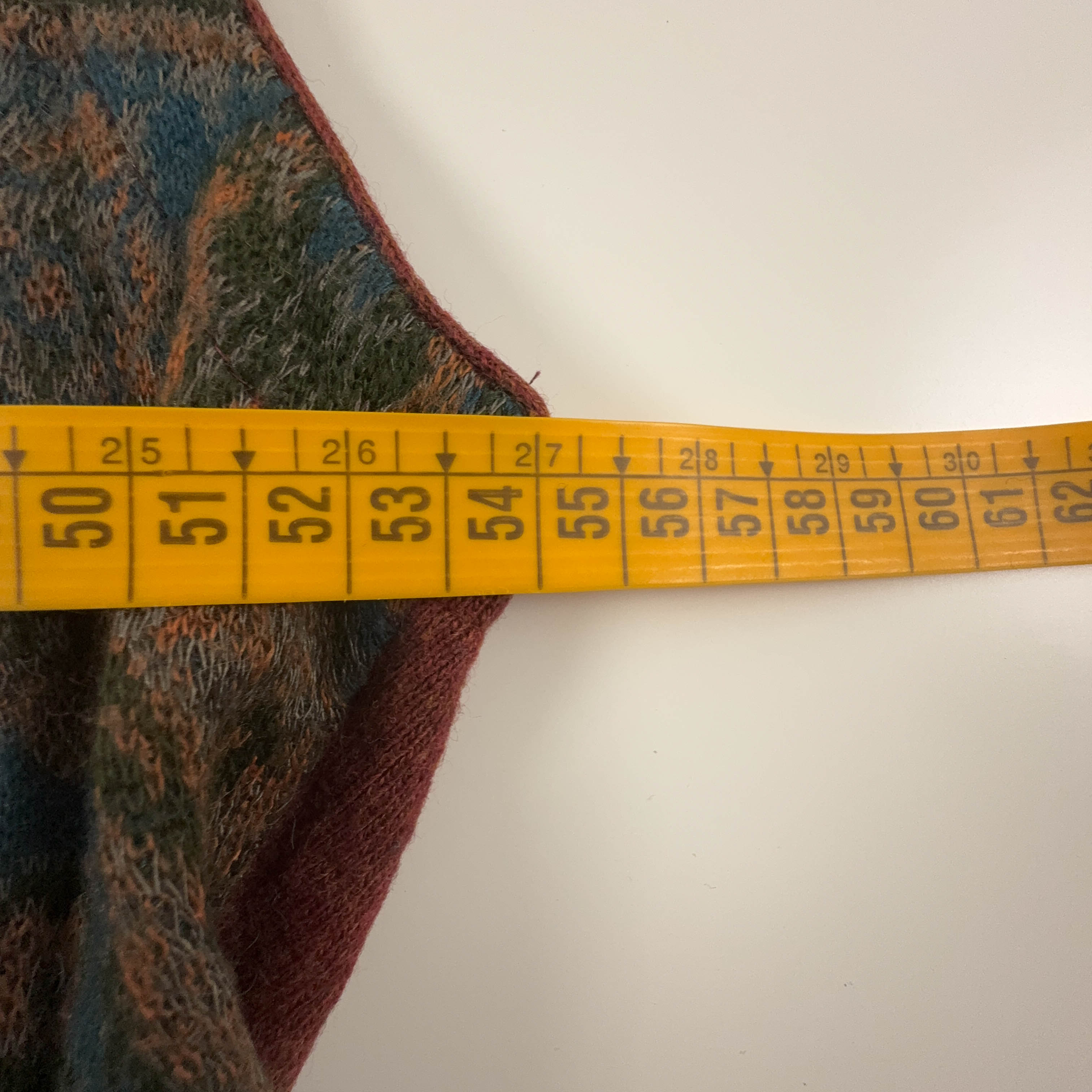 Gilet Vintage smanicato marrone e rosso astratto misto lana anni 80 90 - Taglia S uomo