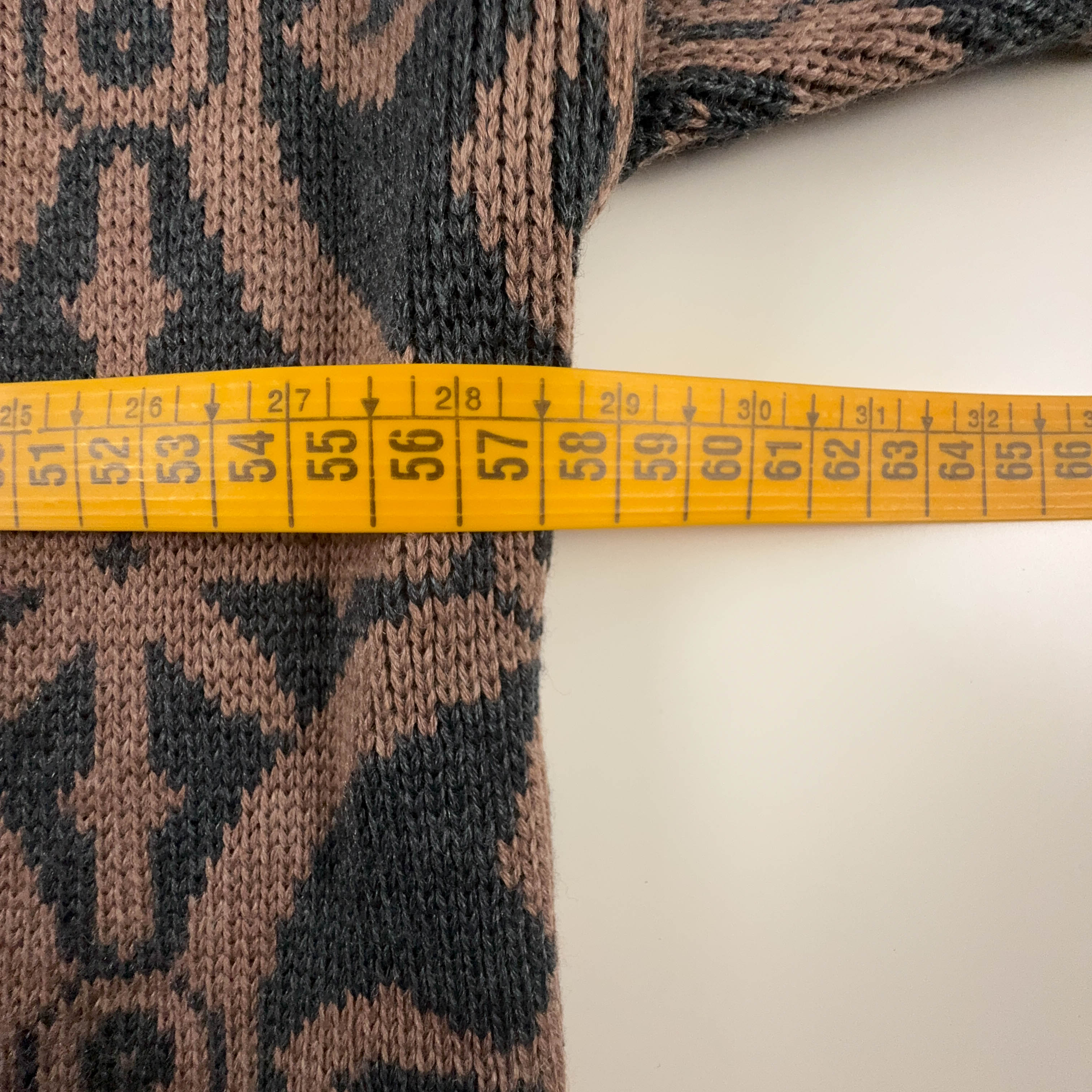 Maglione Vintage Chiemsee marrone pattern geometrico collo lungo anni 80 90 - Taglia L/XL uomo