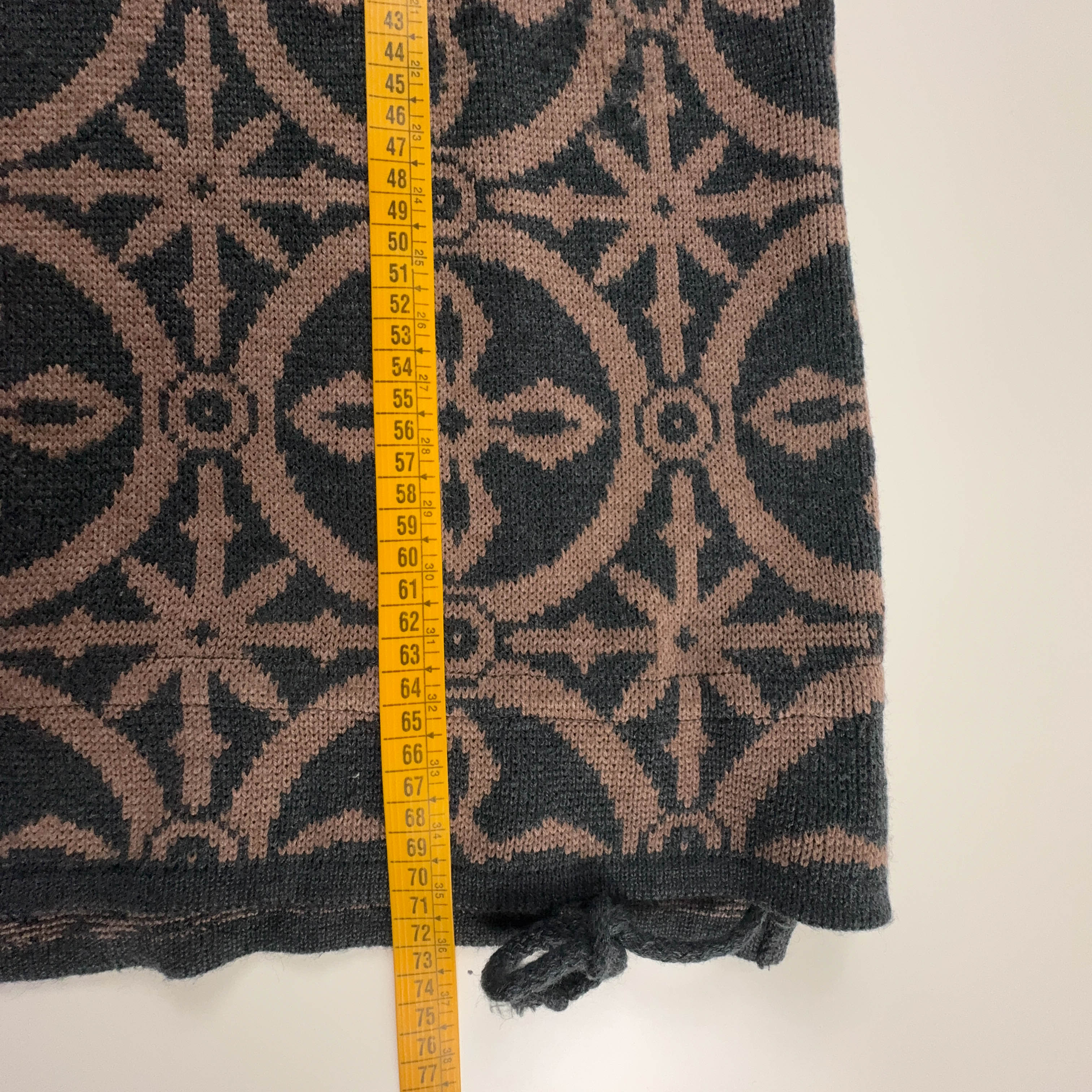 Maglione Vintage Chiemsee marrone pattern geometrico collo lungo anni 80 90 - Taglia L/XL uomo