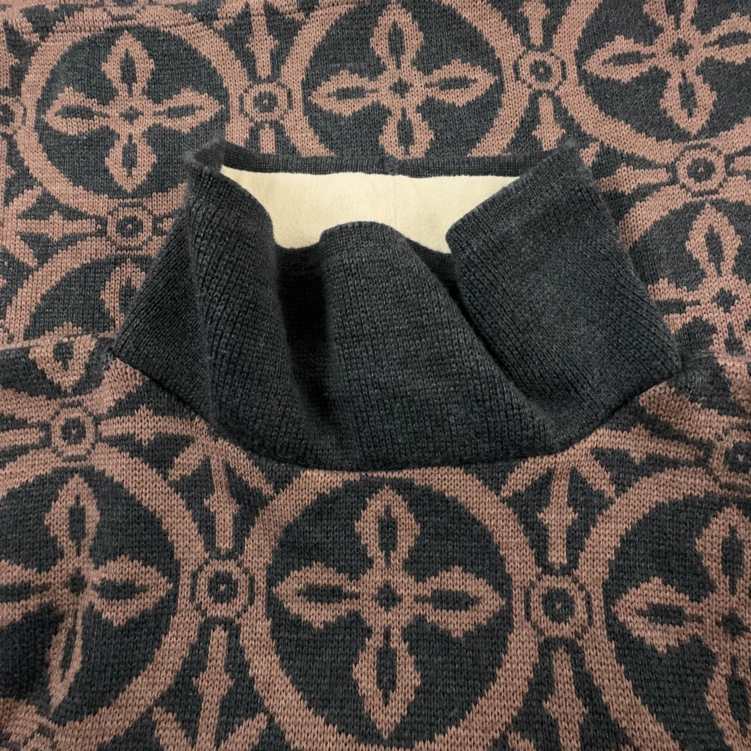 Maglione Vintage Chiemsee marrone pattern geometrico collo lungo anni 80 90 - Taglia L/XL uomo