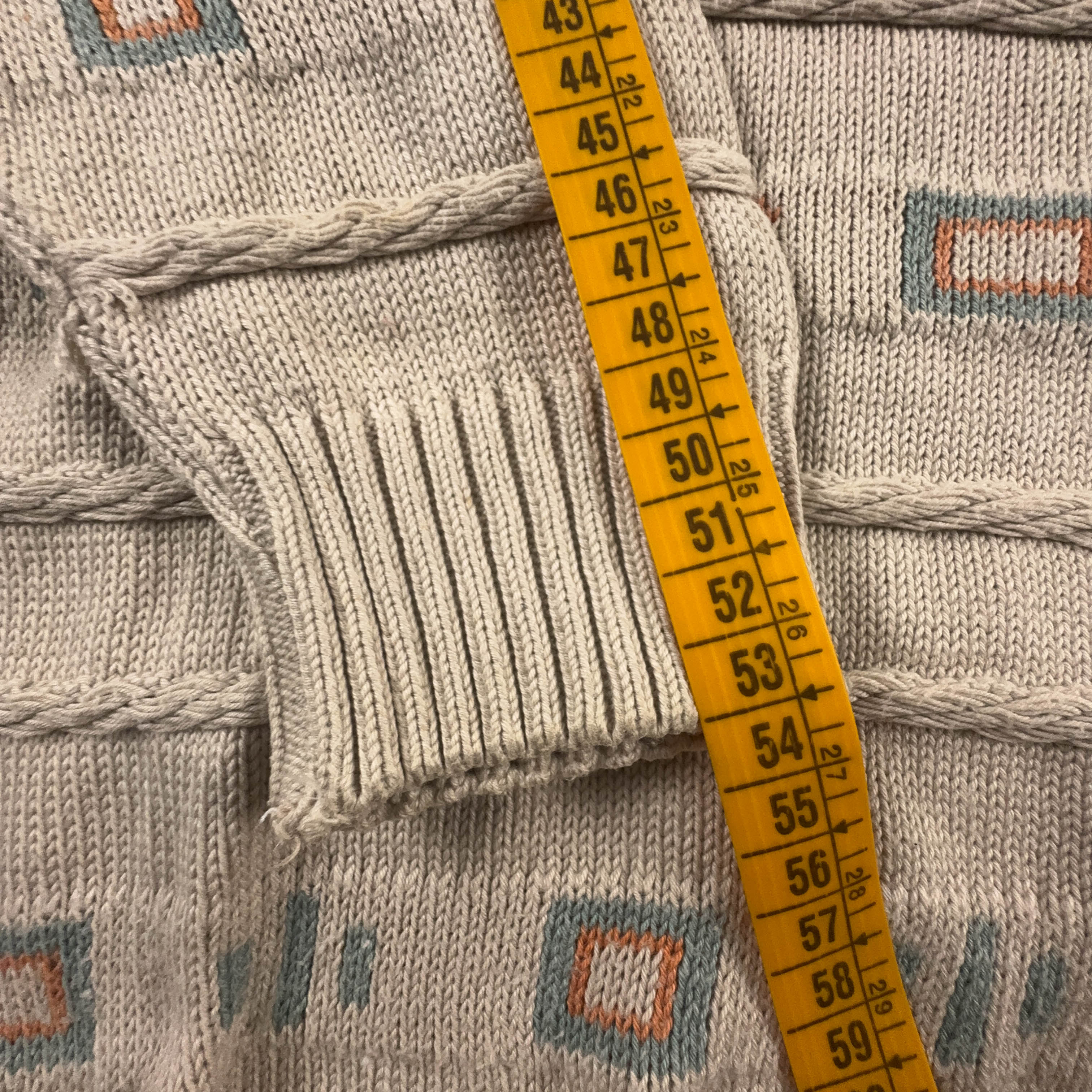 Cardigan Vintage Fraber beige geometrico anni 80 90 - Taglia L uomo