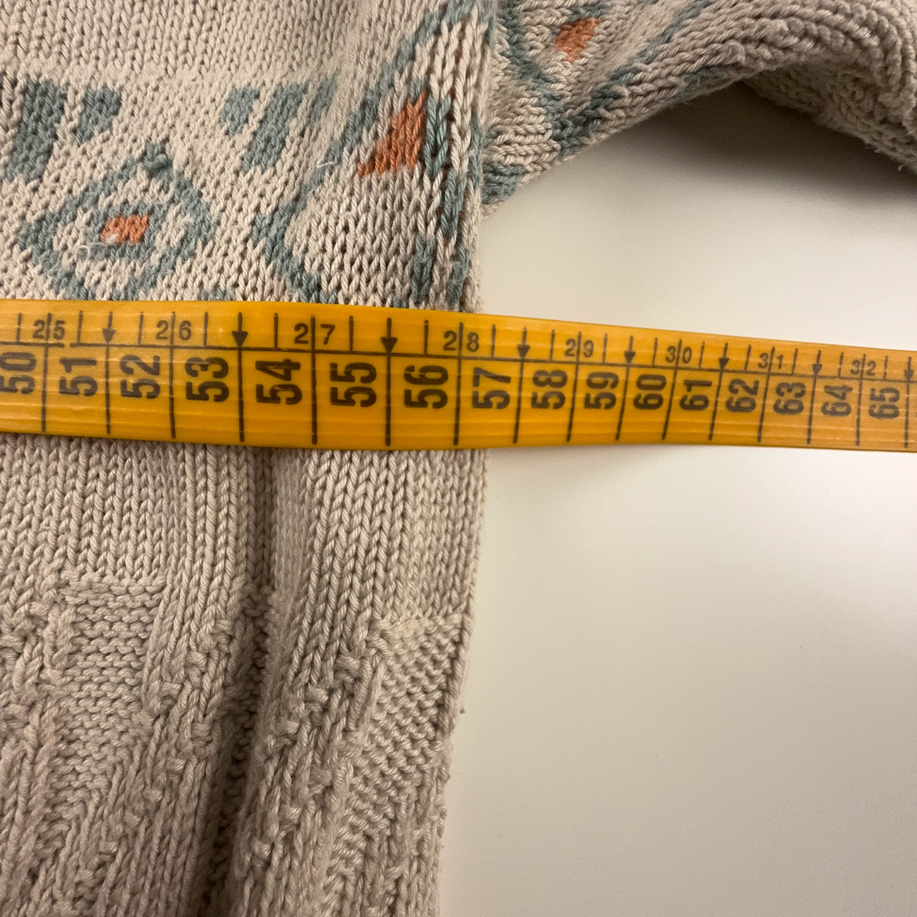Cardigan Vintage Fraber beige geometrico anni 80 90 - Taglia L uomo
