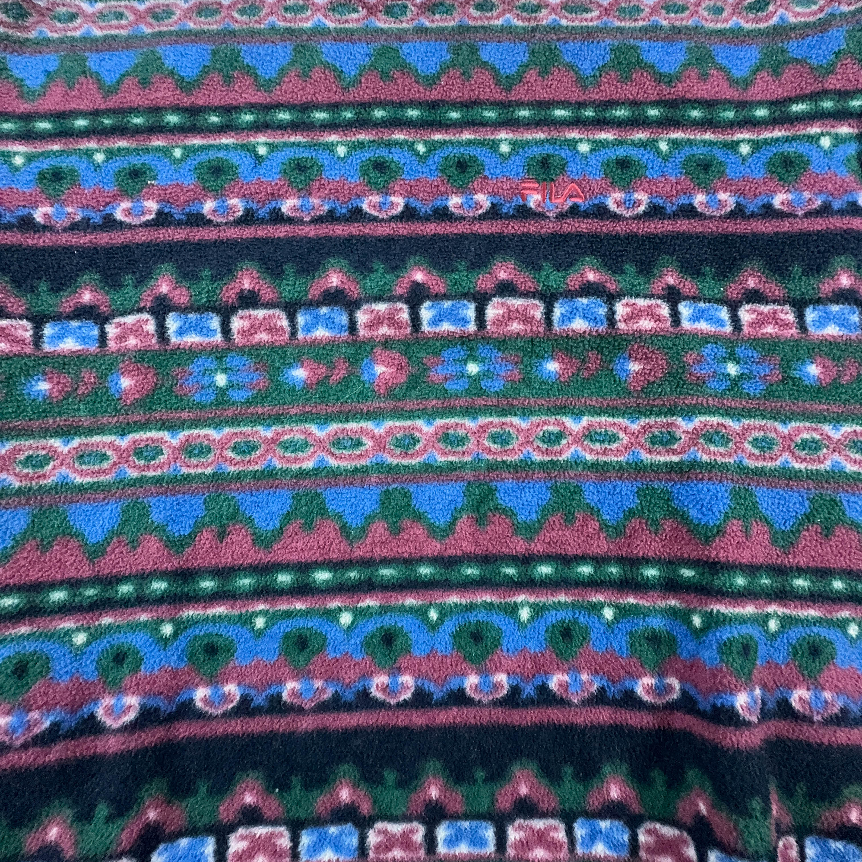 Fila Vintage Crewneck Pile with Bordeaux and Blue Stripes - Size I48 Men