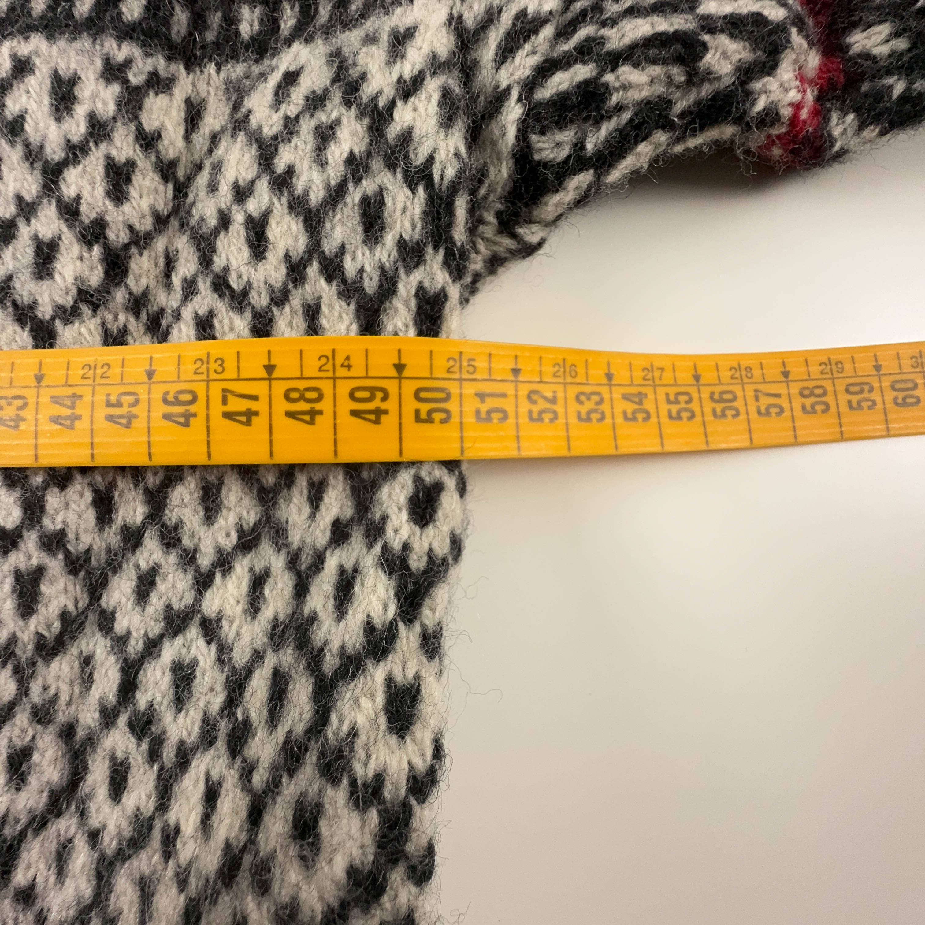 Maglione Vintage crema e grigio geometrico fantasia 100% lana anni 80 90 - Taglia L uomo