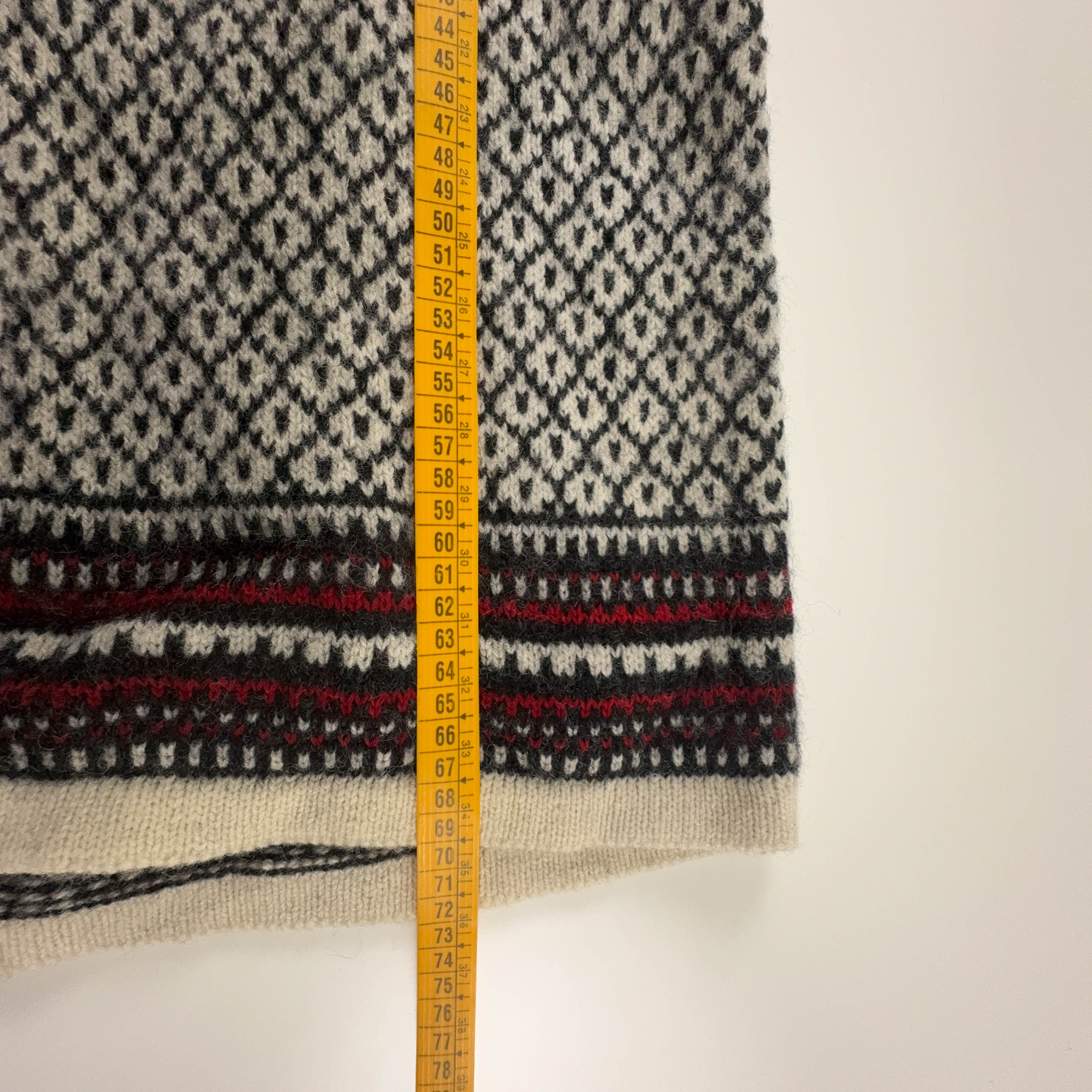 Maglione Vintage crema e grigio geometrico fantasia 100% lana anni 80 90 - Taglia L uomo