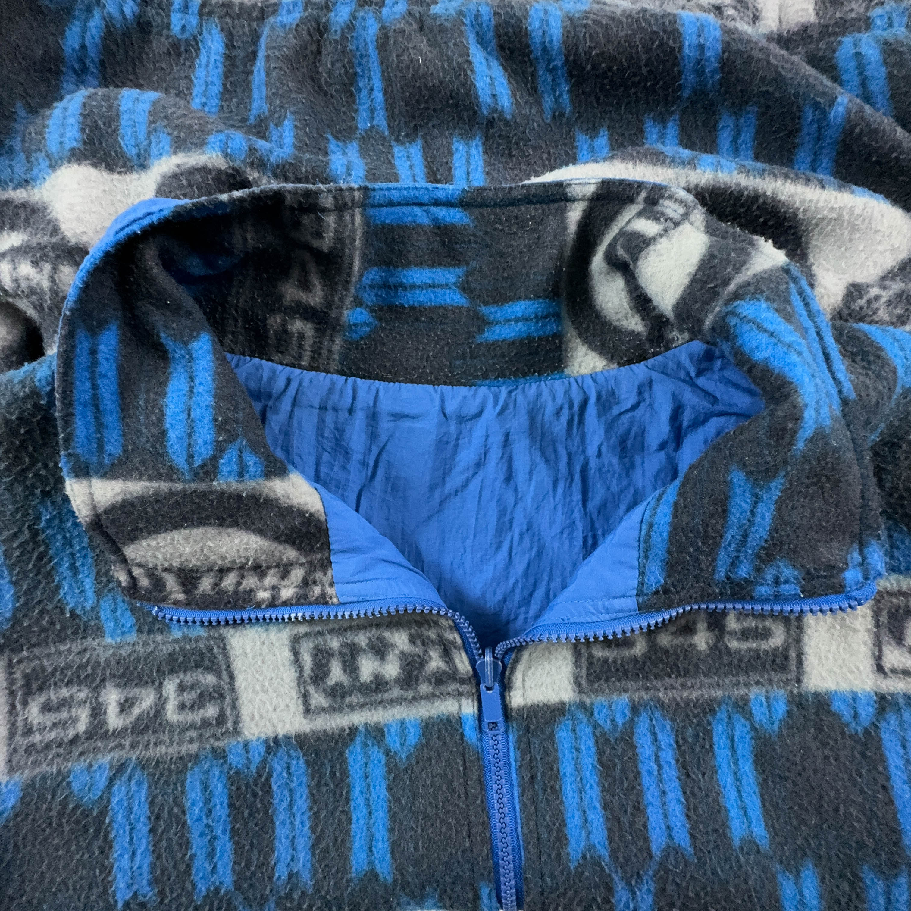 Vintage Hot Line Sleeveless Double Face Blue and Grey Full Zip Fleece - Size XL Men