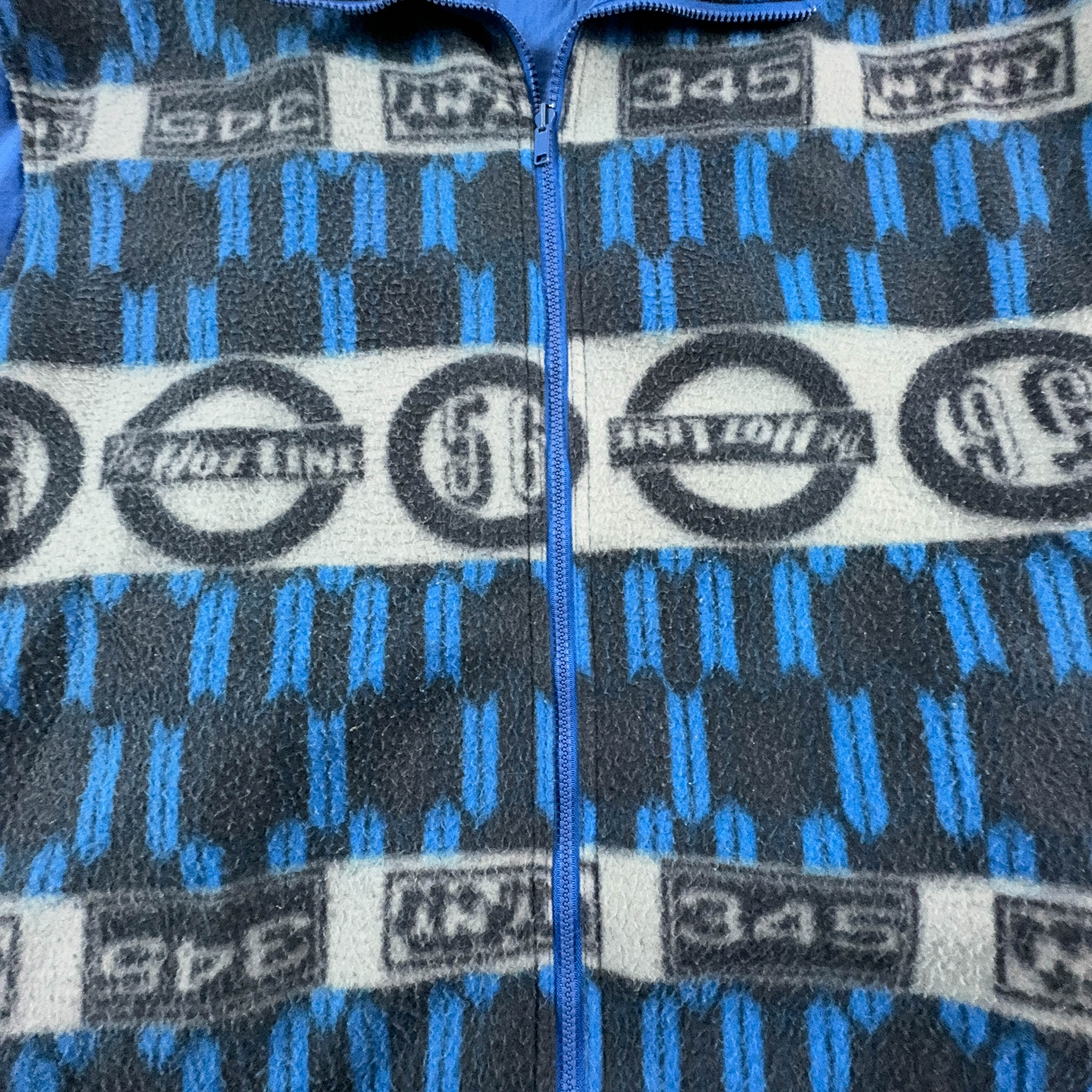 Vintage Hot Line Sleeveless Double Face Blue and Grey Full Zip Fleece - Size XL Men