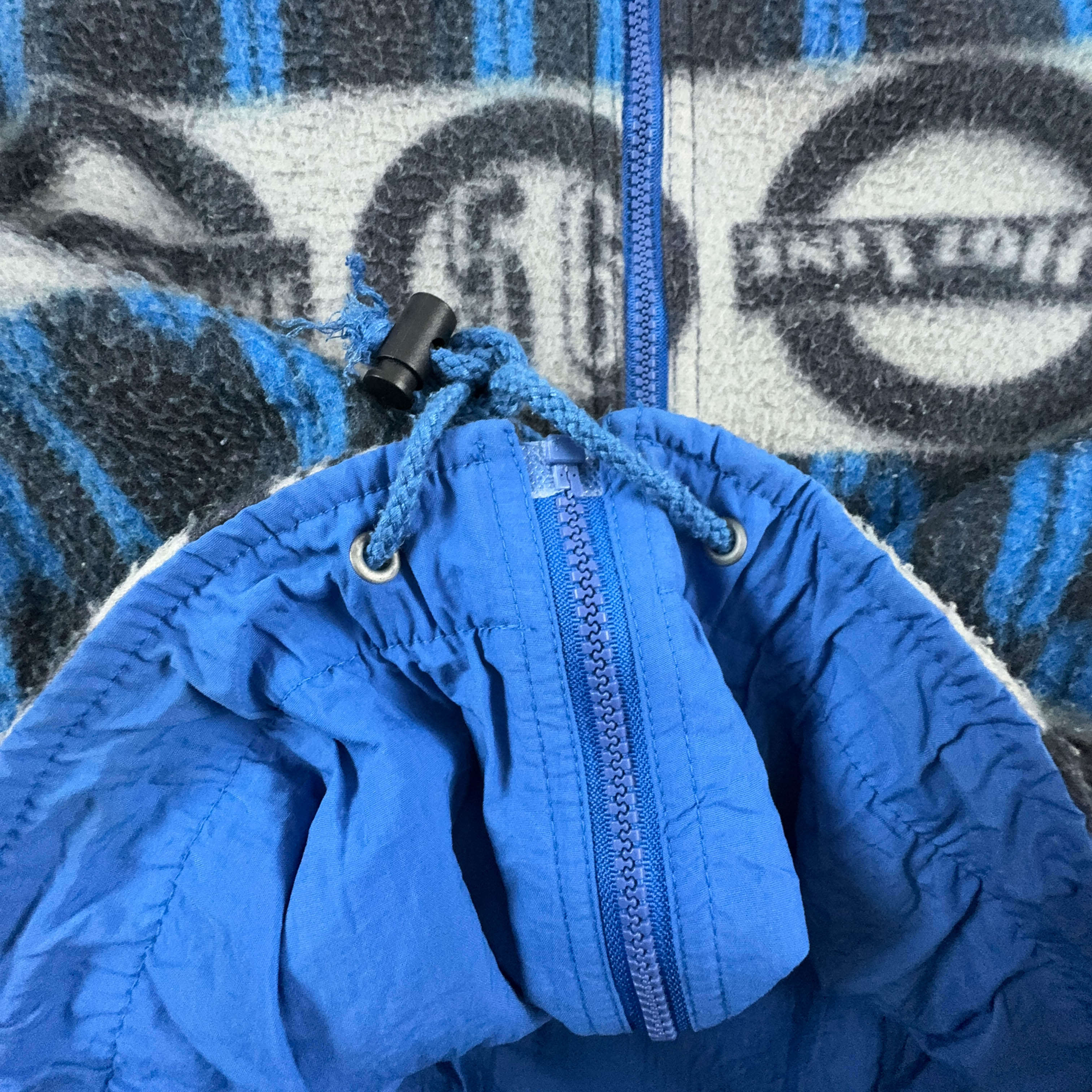 Vintage Hot Line Sleeveless Double Face Blue and Grey Full Zip Fleece - Size XL Men