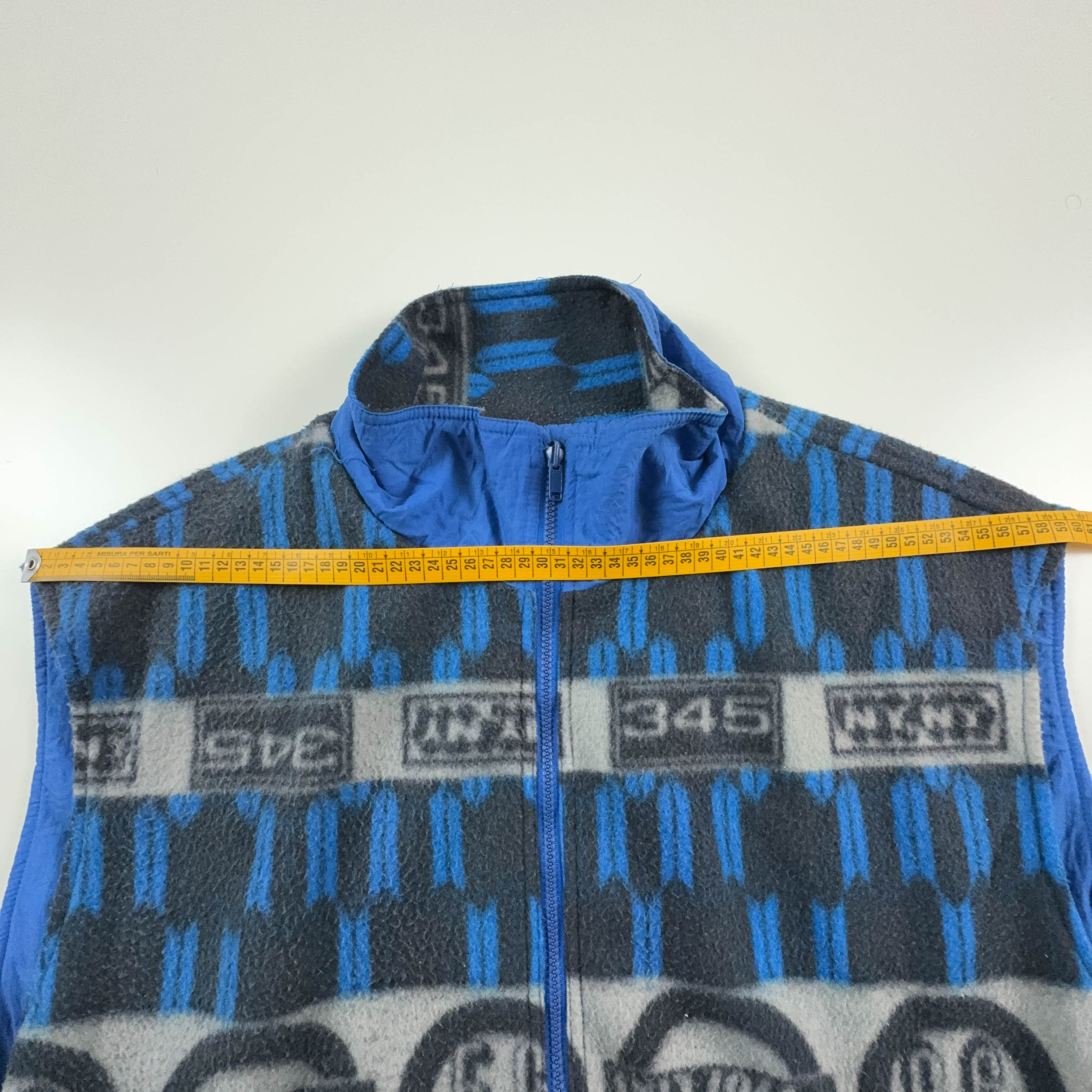 Vintage Hot Line Sleeveless Double Face Blue and Grey Full Zip Fleece - Size XL Men