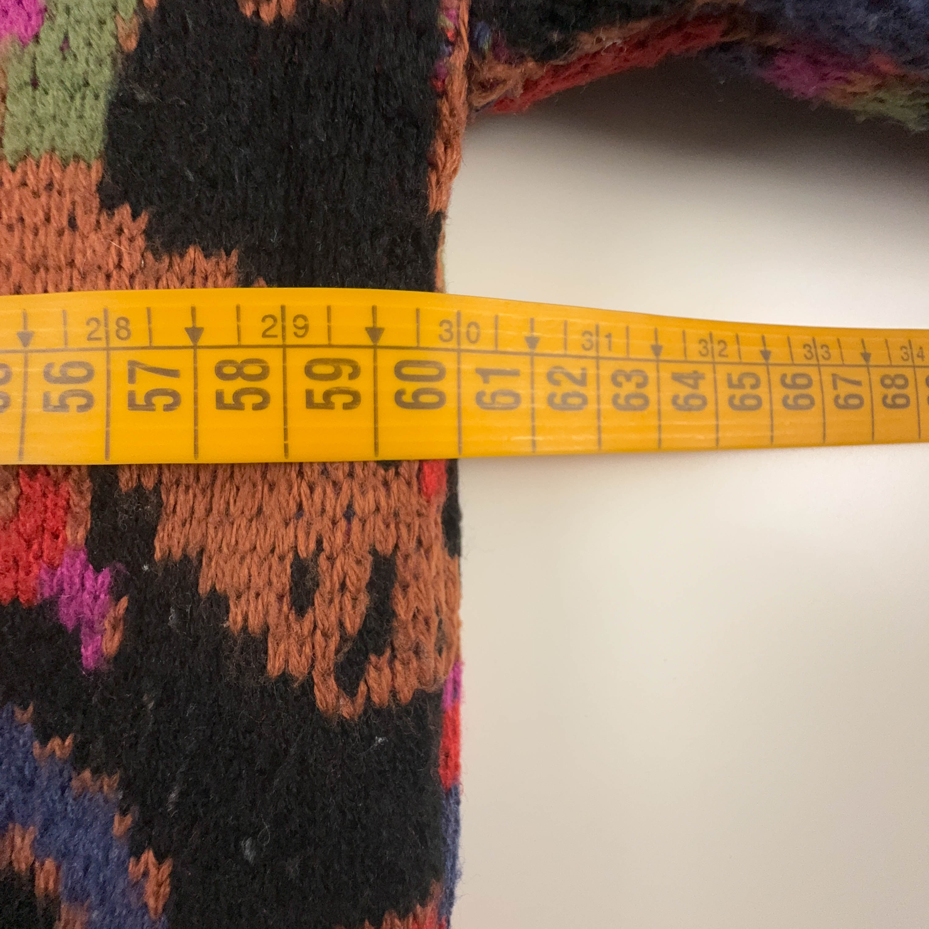 Maglione Vintage nero fantasia multicolore astratto girocollo acrilico anni 80 90 - Taglia L uomo