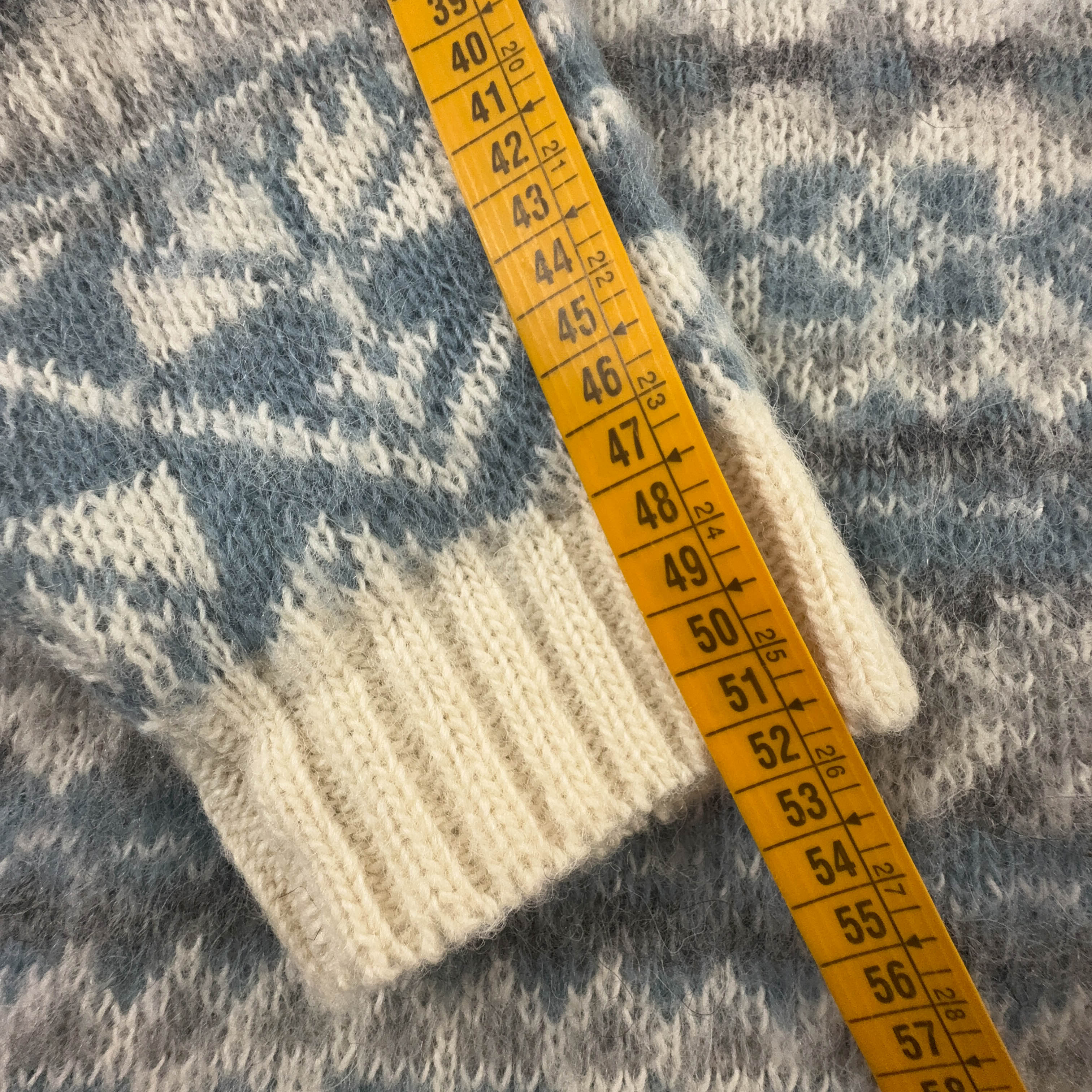 Cardigan Vintage Icewear foderato crema e azzurro geometrico 100% lana anni 80 90 - Taglia XL uomo