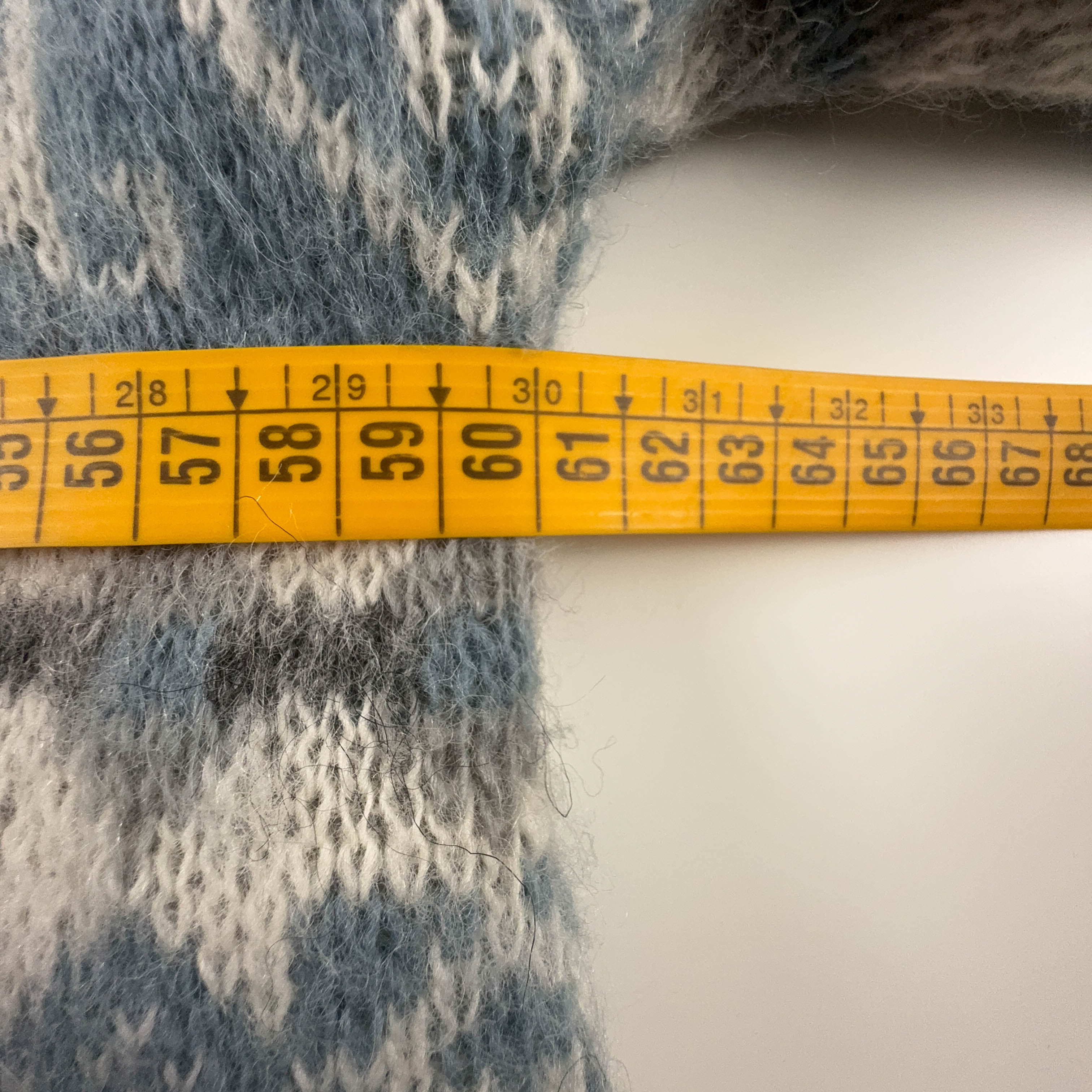 Cardigan Vintage Icewear foderato crema e azzurro geometrico 100% lana anni 80 90 - Taglia XL uomo