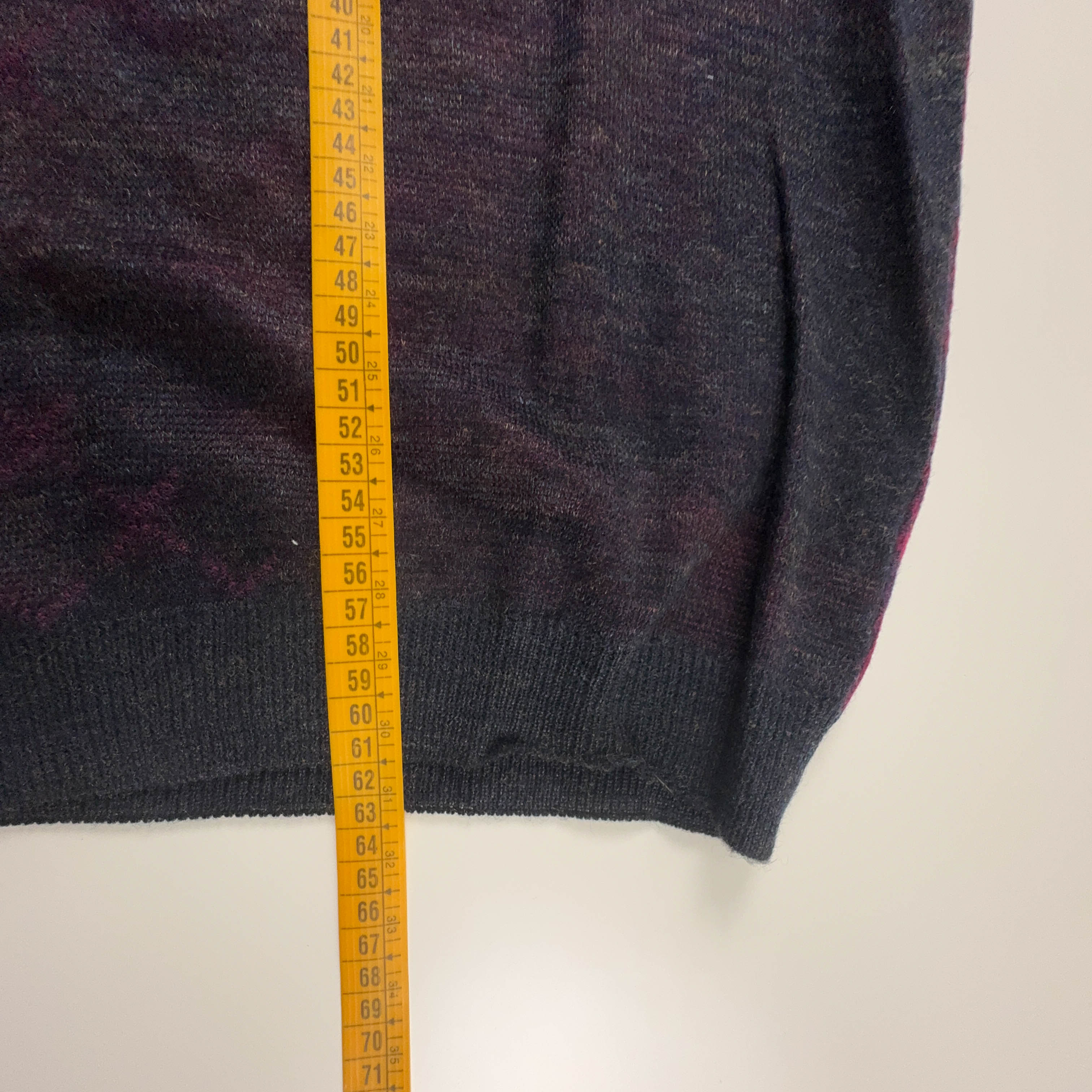 Maglione Vintage blu scuro e viola geometrico 50% lana anni 80 90 - Taglia M/L uomo