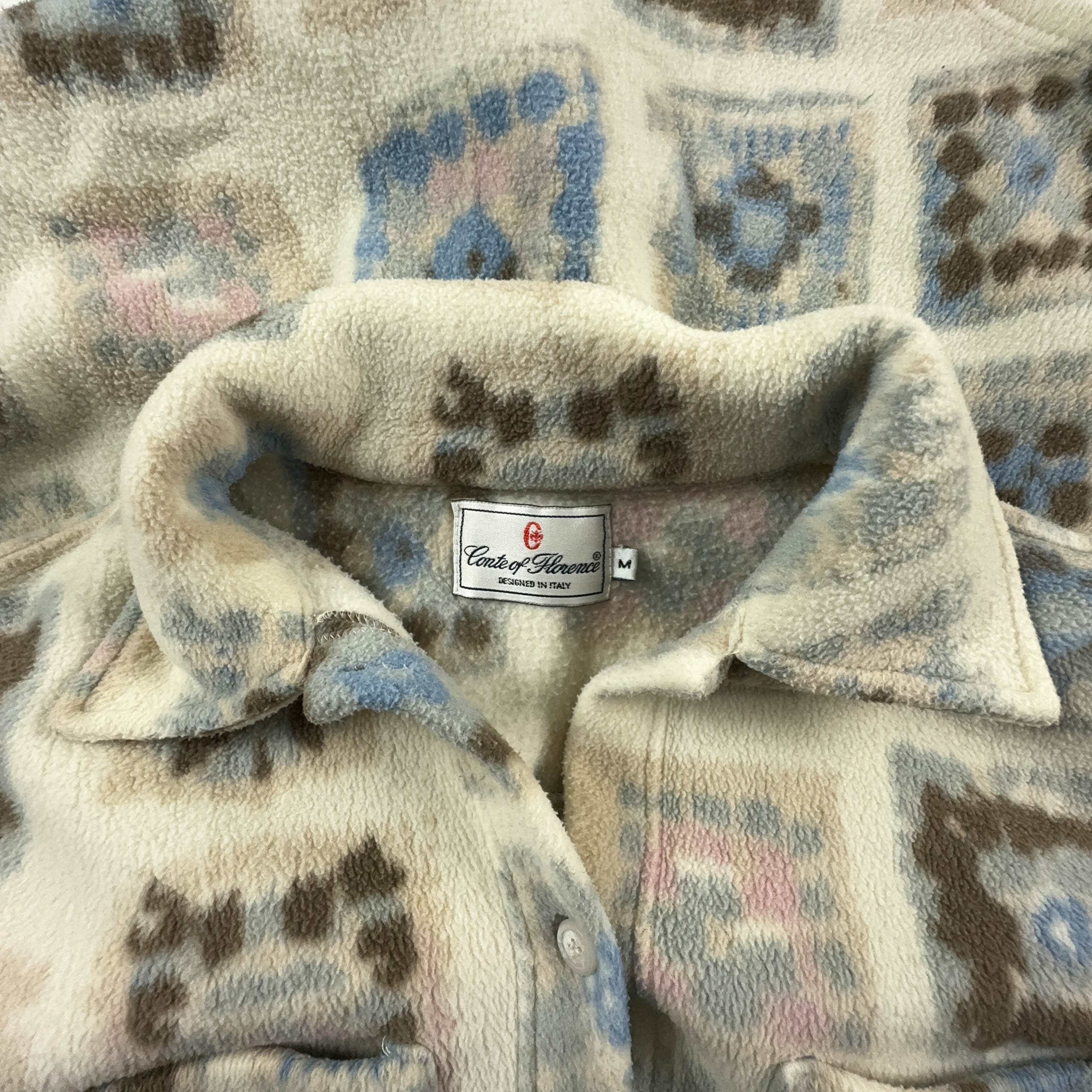 Pile Shirt Conte of Florence Vintage Cream Patterned - Size M Men