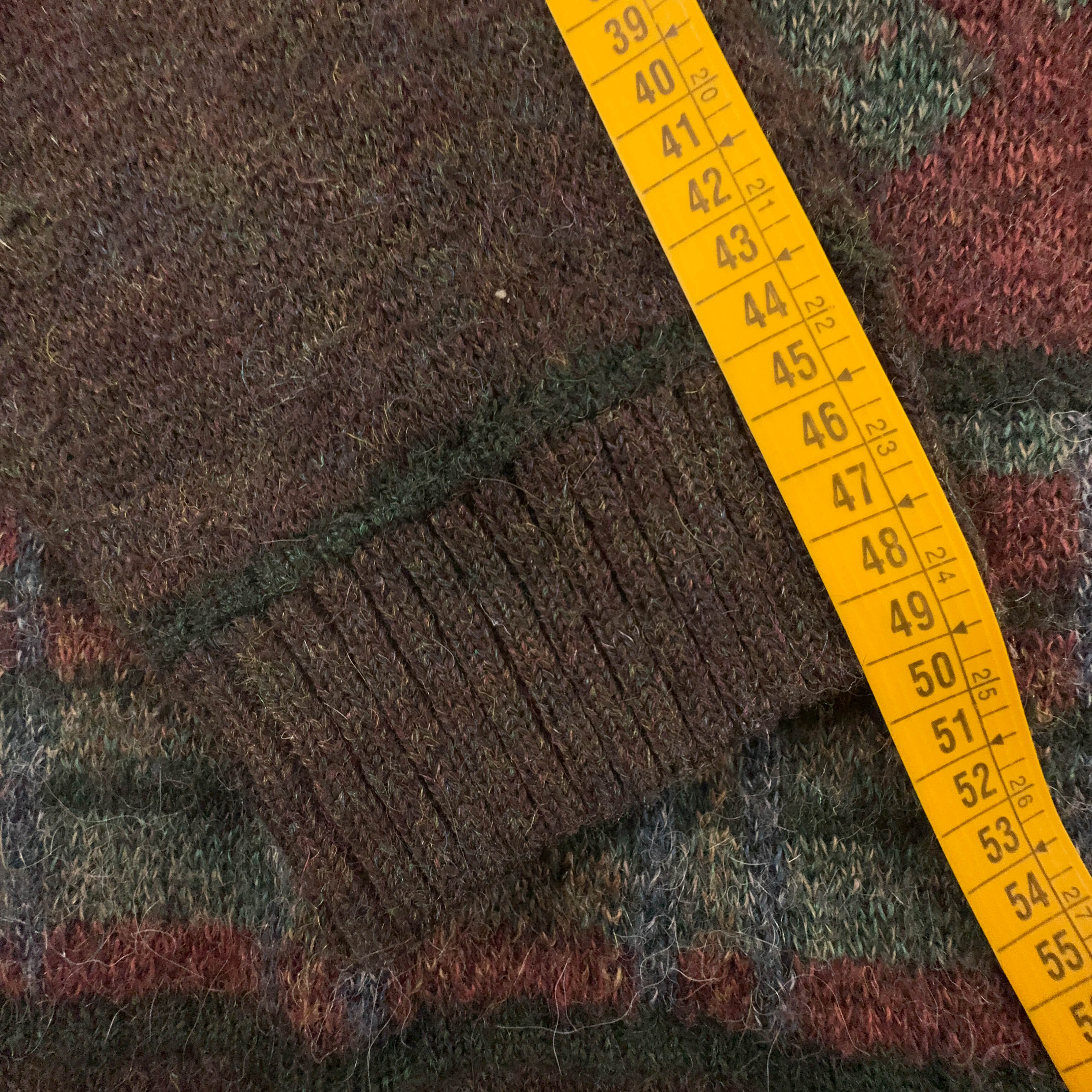 Cardigan Vintage marrone geometrico 30% lana e alpaca anni 80 90 - Taglia L uomo