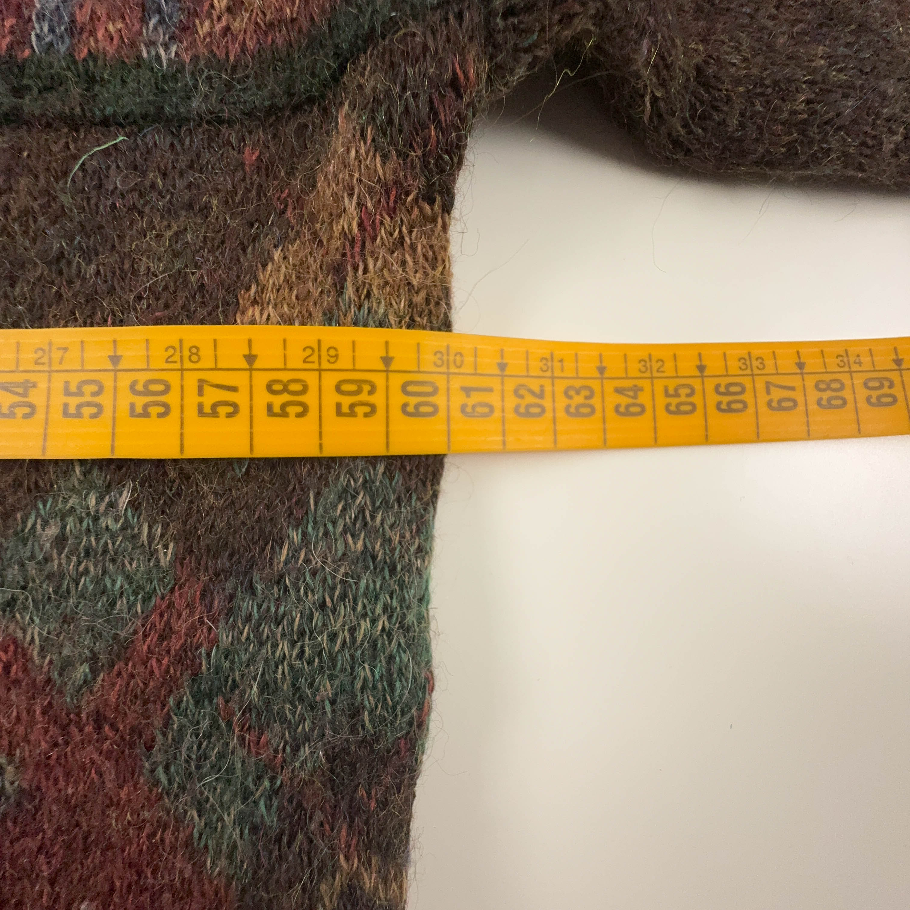 Cardigan Vintage marrone geometrico 30% lana e alpaca anni 80 90 - Taglia L uomo