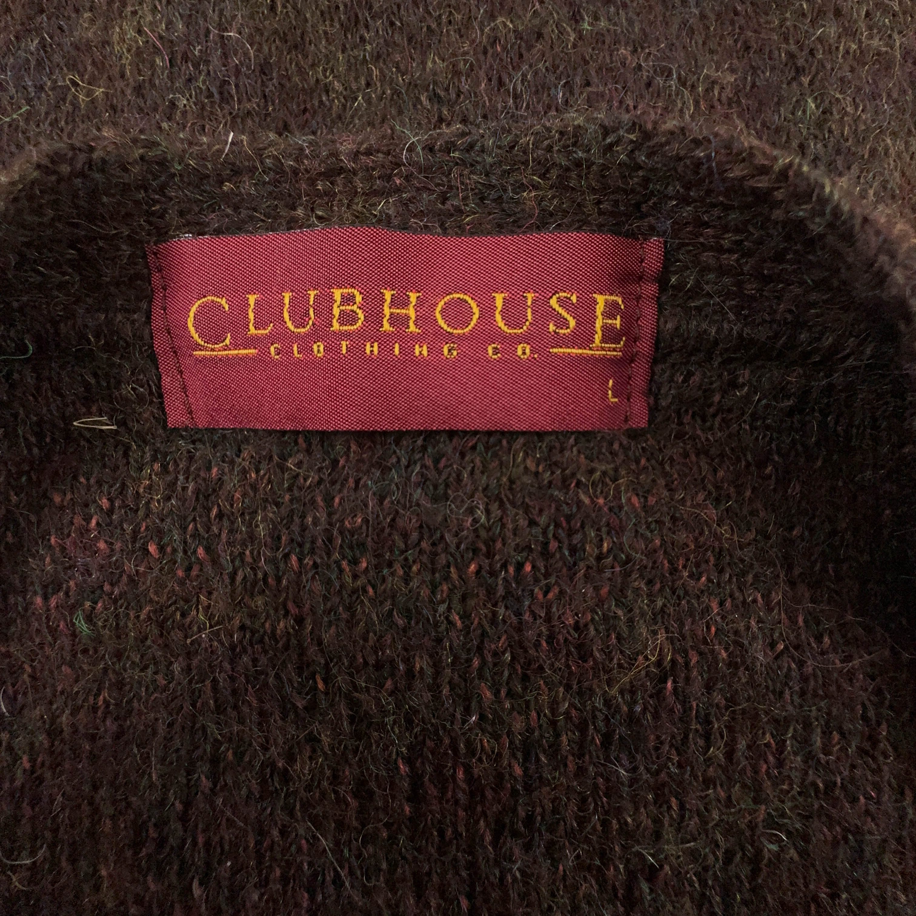 Cardigan Vintage marrone geometrico 30% lana e alpaca anni 80 90 - Taglia L uomo