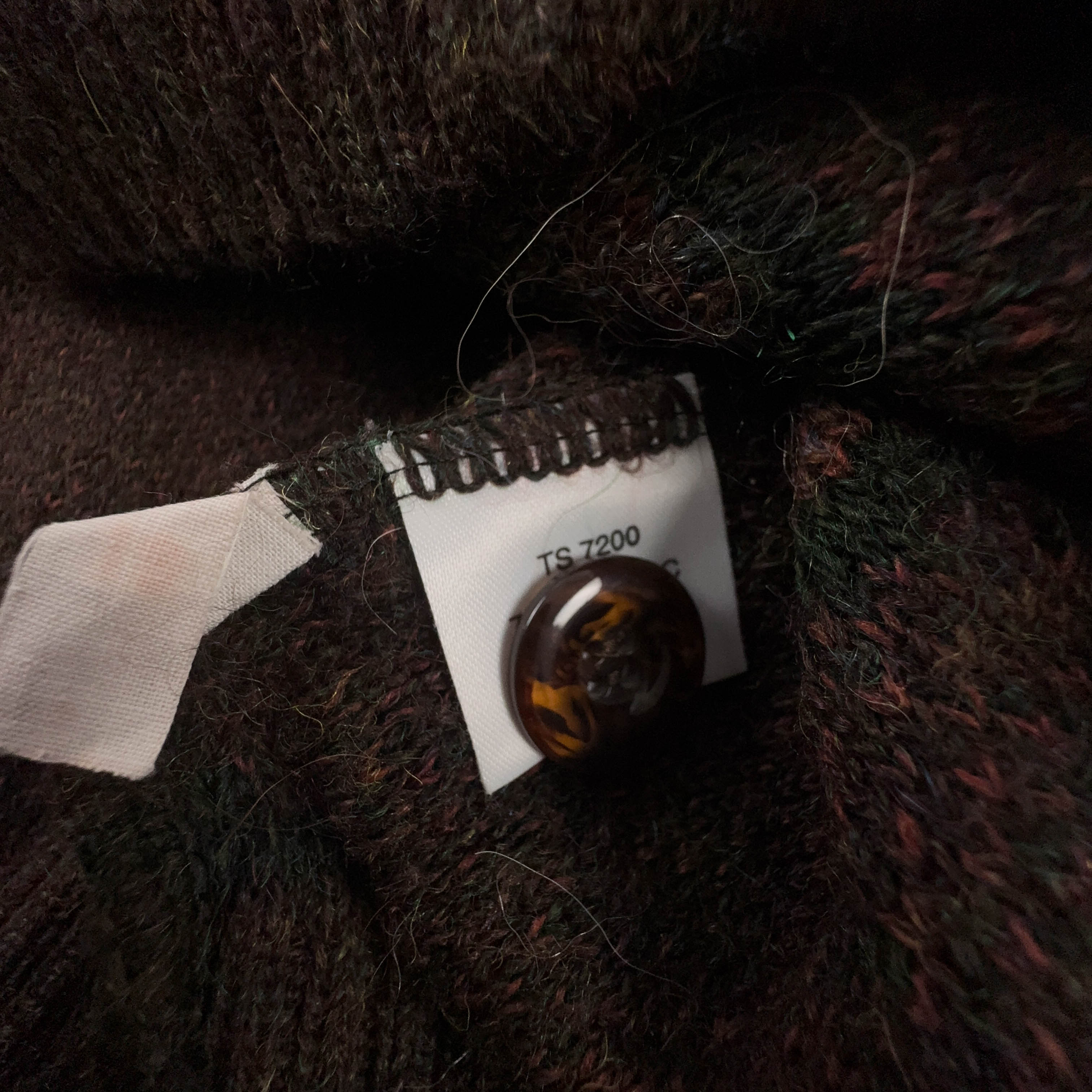 Cardigan Vintage marrone geometrico 30% lana e alpaca anni 80 90 - Taglia L uomo