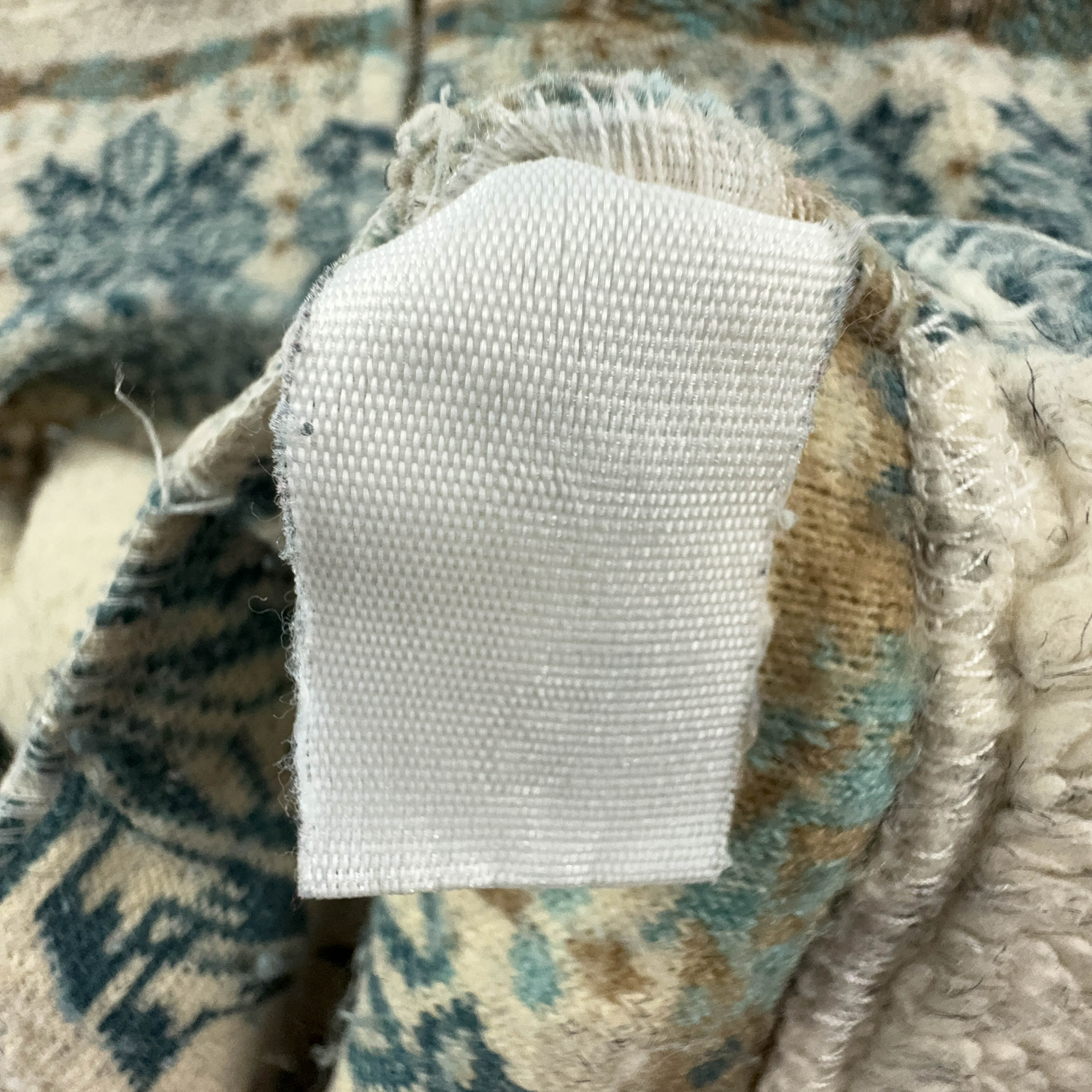 Vintage Beige Patterned Quarter Zip Fleece - Size L/XL Men