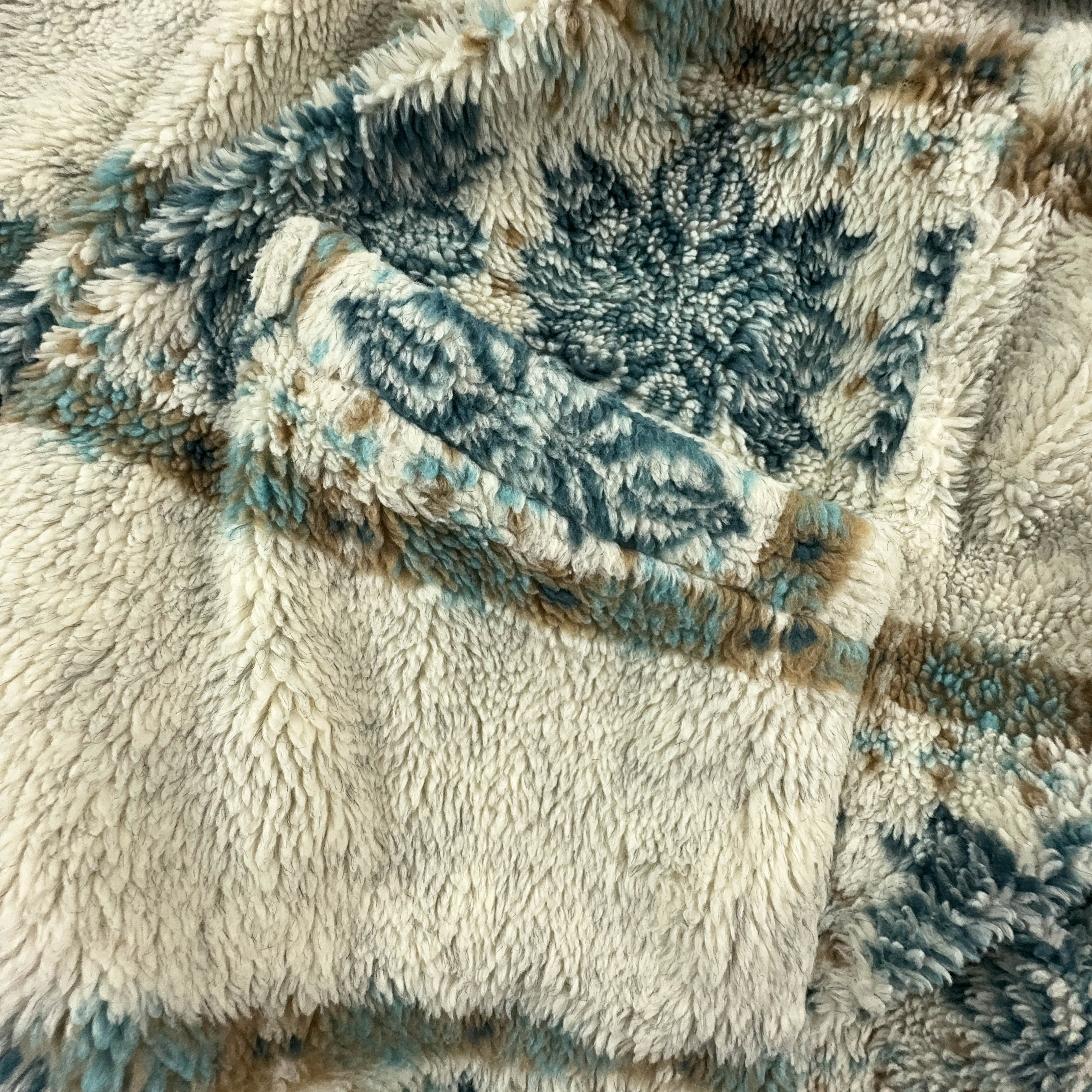 Vintage Beige Patterned Quarter Zip Fleece - Size L/XL Men