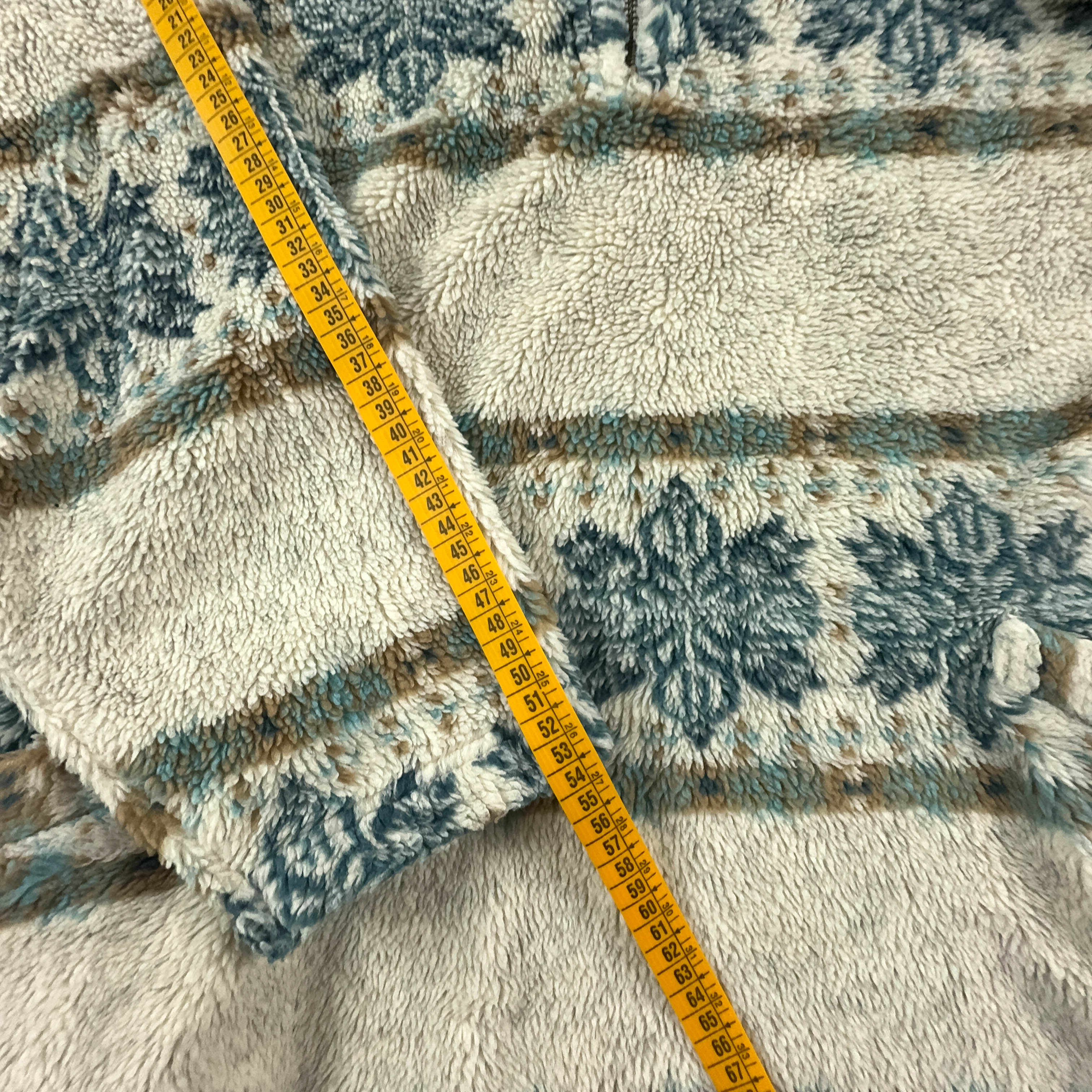 Vintage Beige Patterned Quarter Zip Fleece - Size L/XL Men