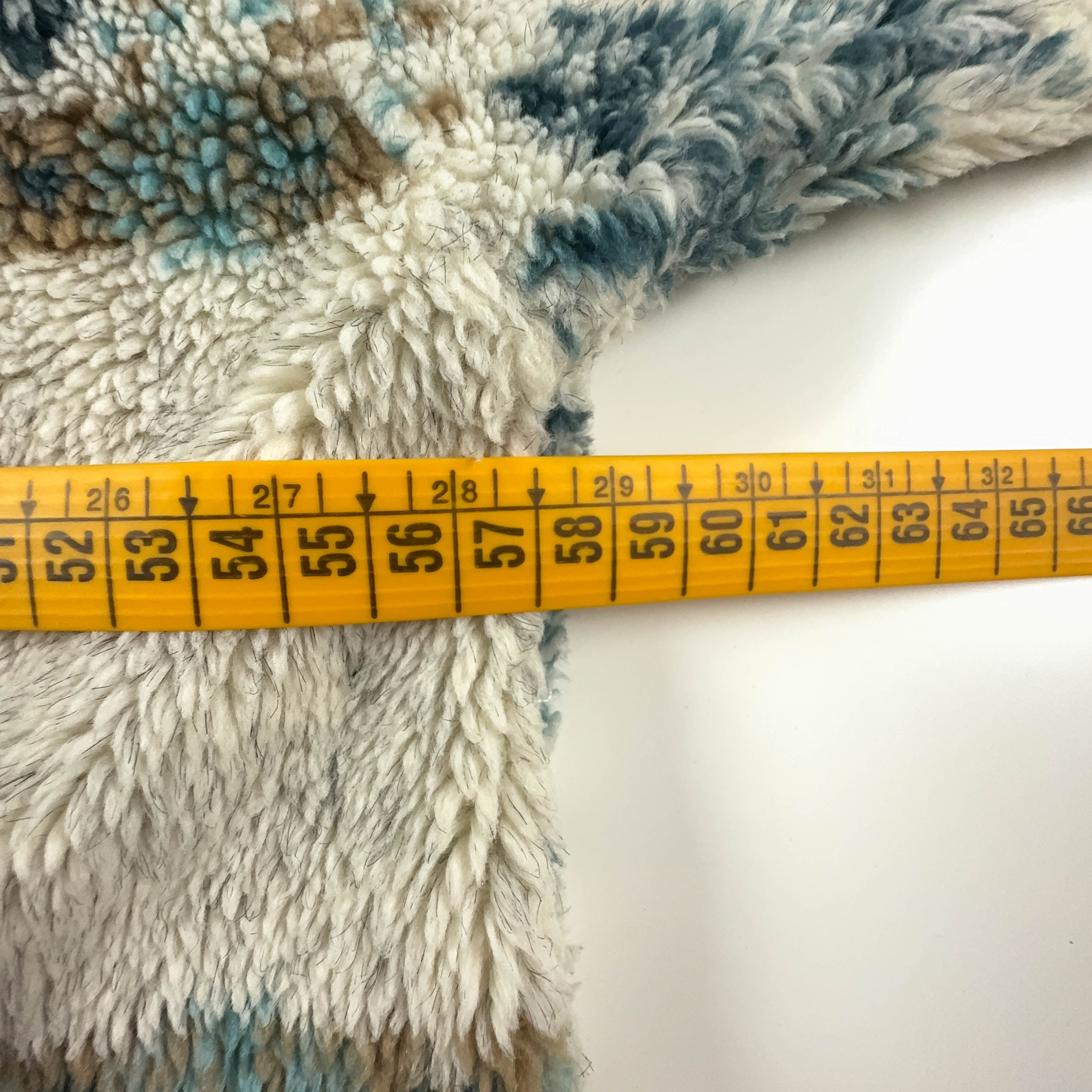 Vintage Beige Patterned Quarter Zip Fleece - Size L/XL Men