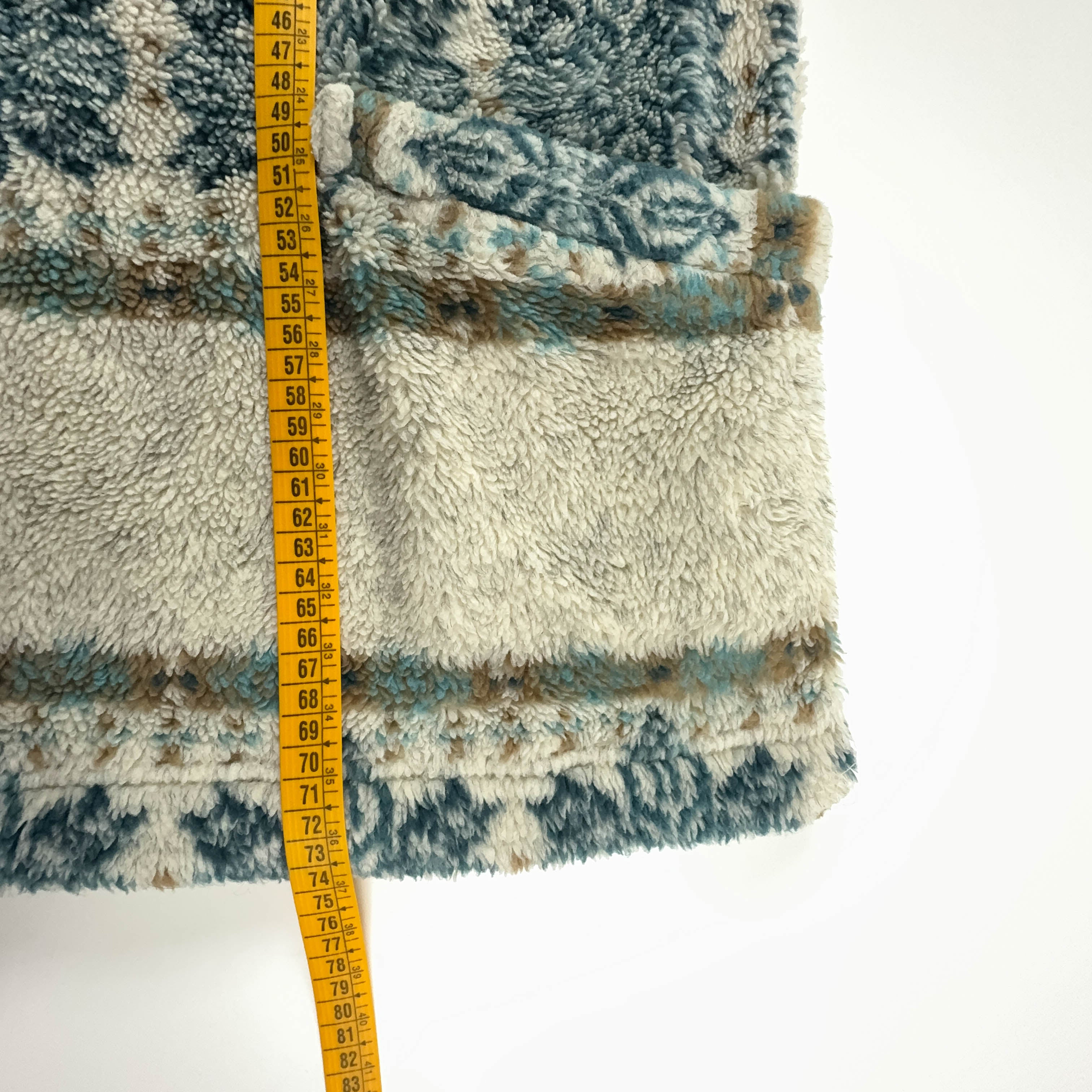 Vintage Beige Patterned Quarter Zip Fleece - Size L/XL Men