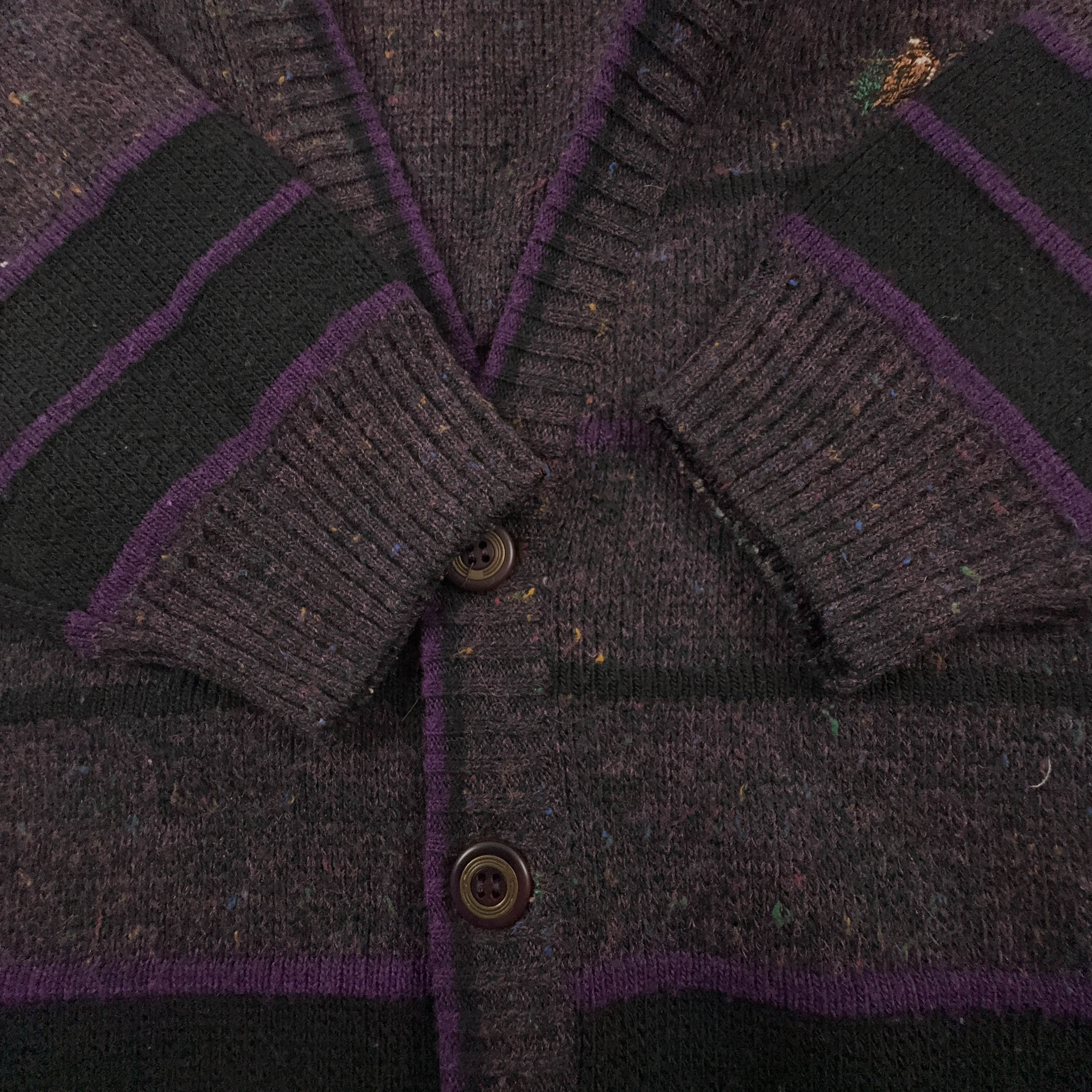 Cardigan L'uomo Vintage grigio viola con ricamo misto lana anni 80 90 - Taglia 54 uomo
