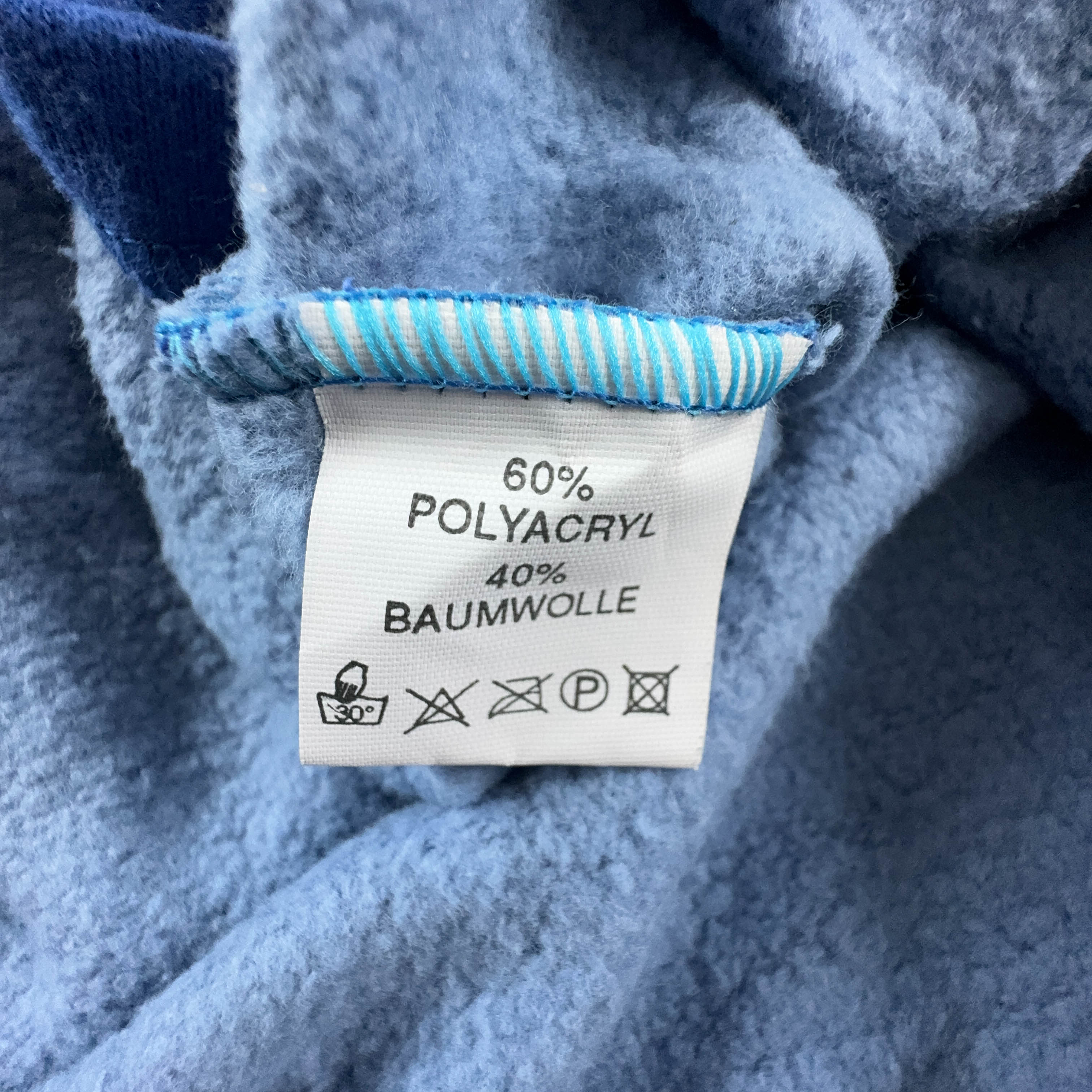 Vintage Hippie Embroidery Blue Turtleneck Pile - Size L Men