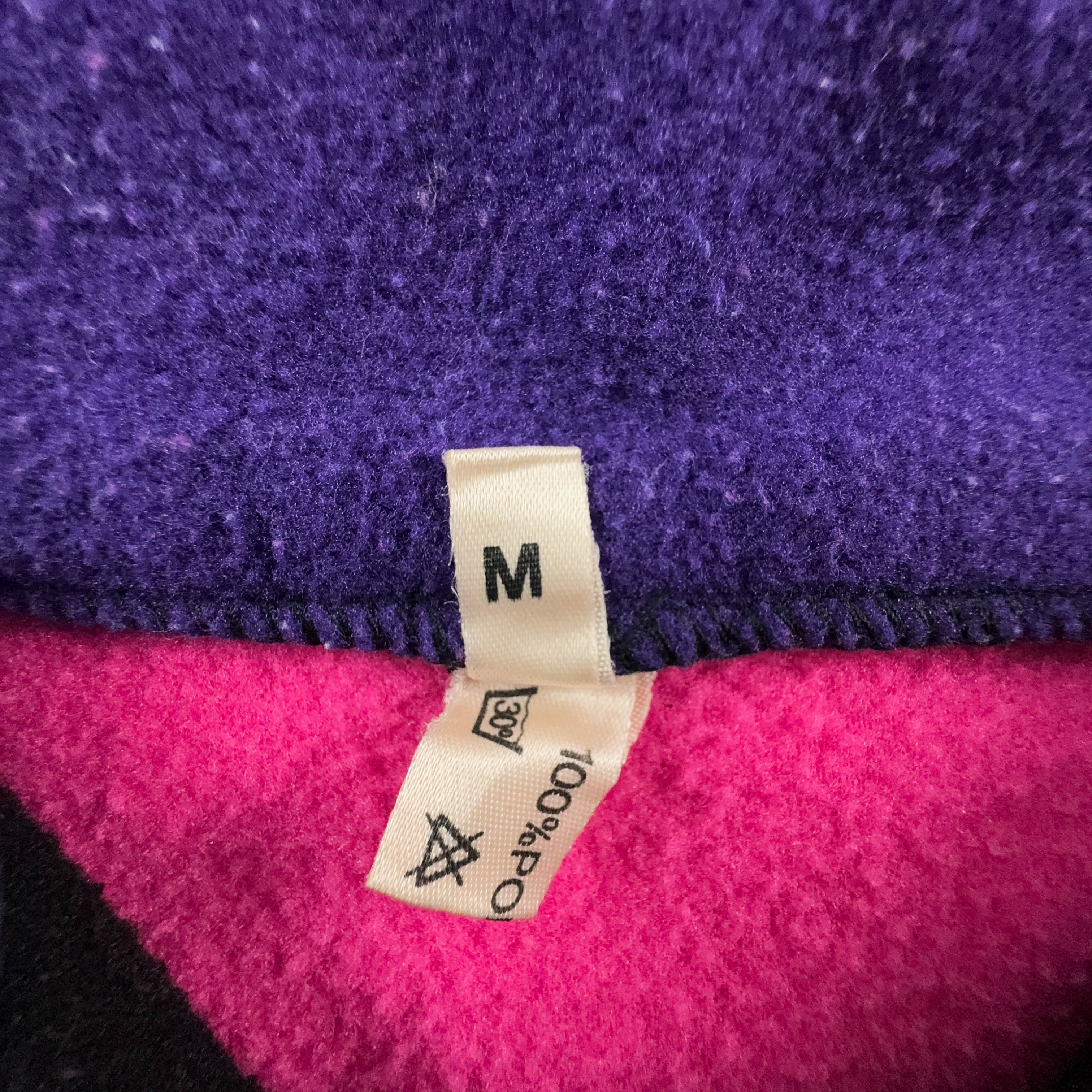 Pink and black Vintage full zip fleece with coloured details - Size M/L men